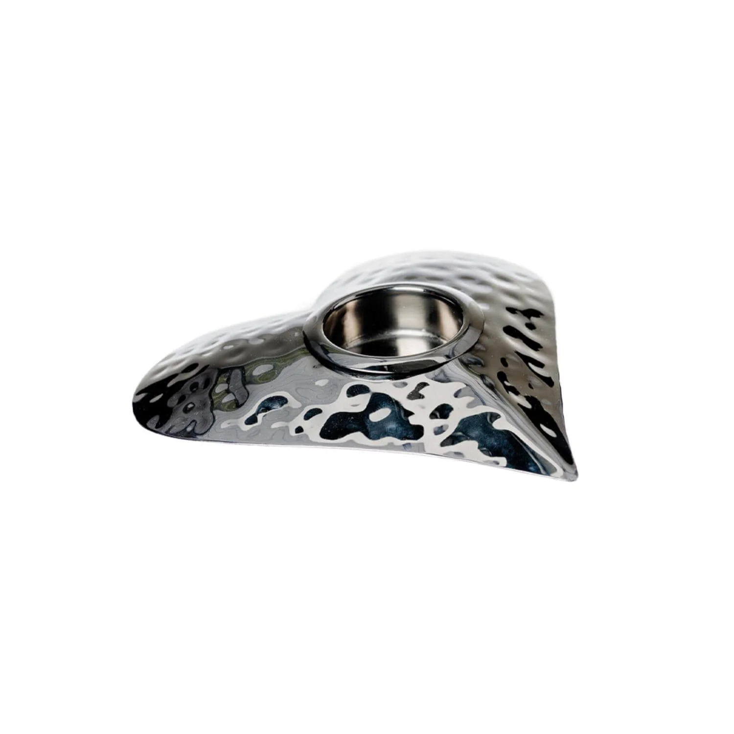 Selbrae House Hand Hammered Stainless Steel Heart Tea Light Holder - Silver