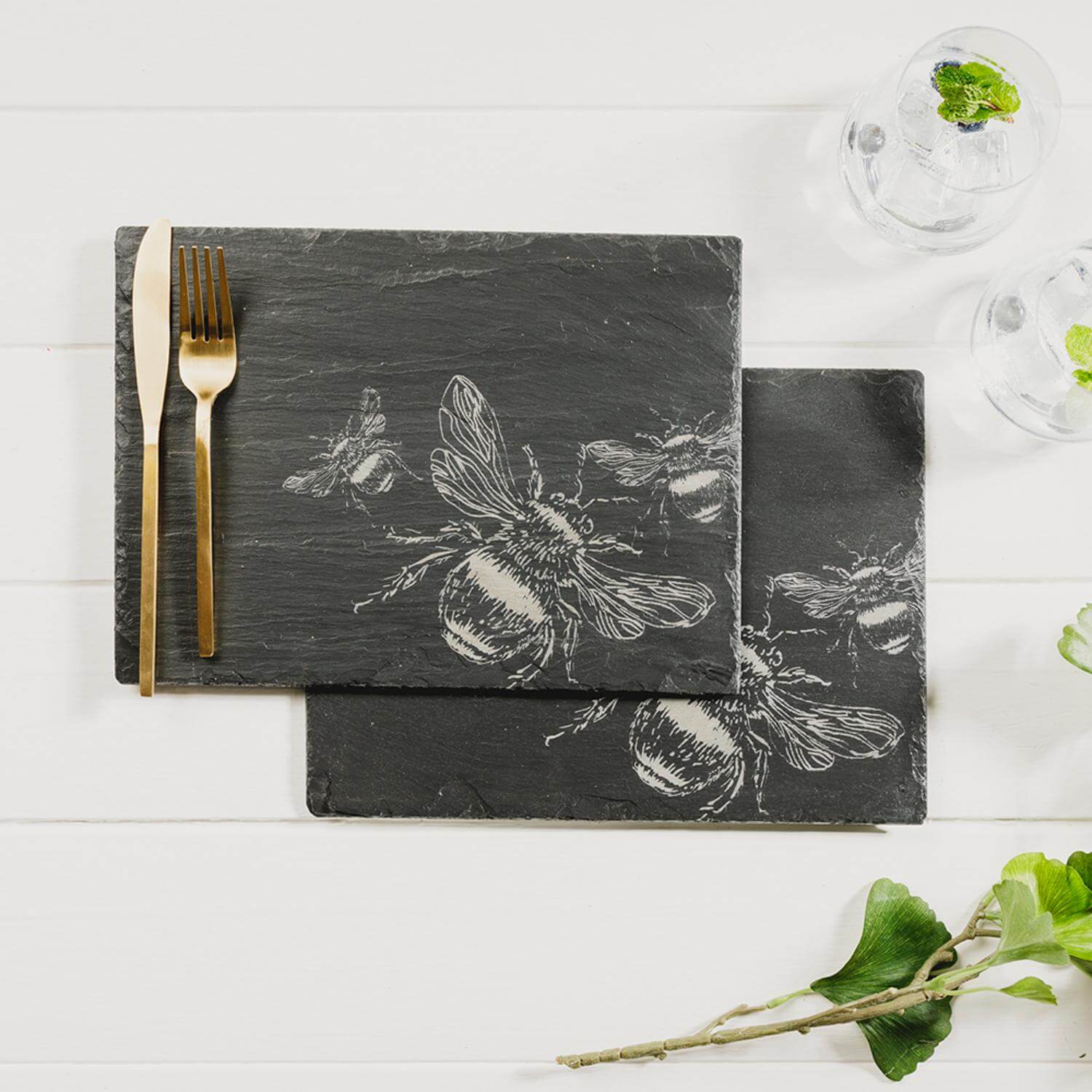 Selbrae House Set of 2 Slate Placemats - Bee - Image 2