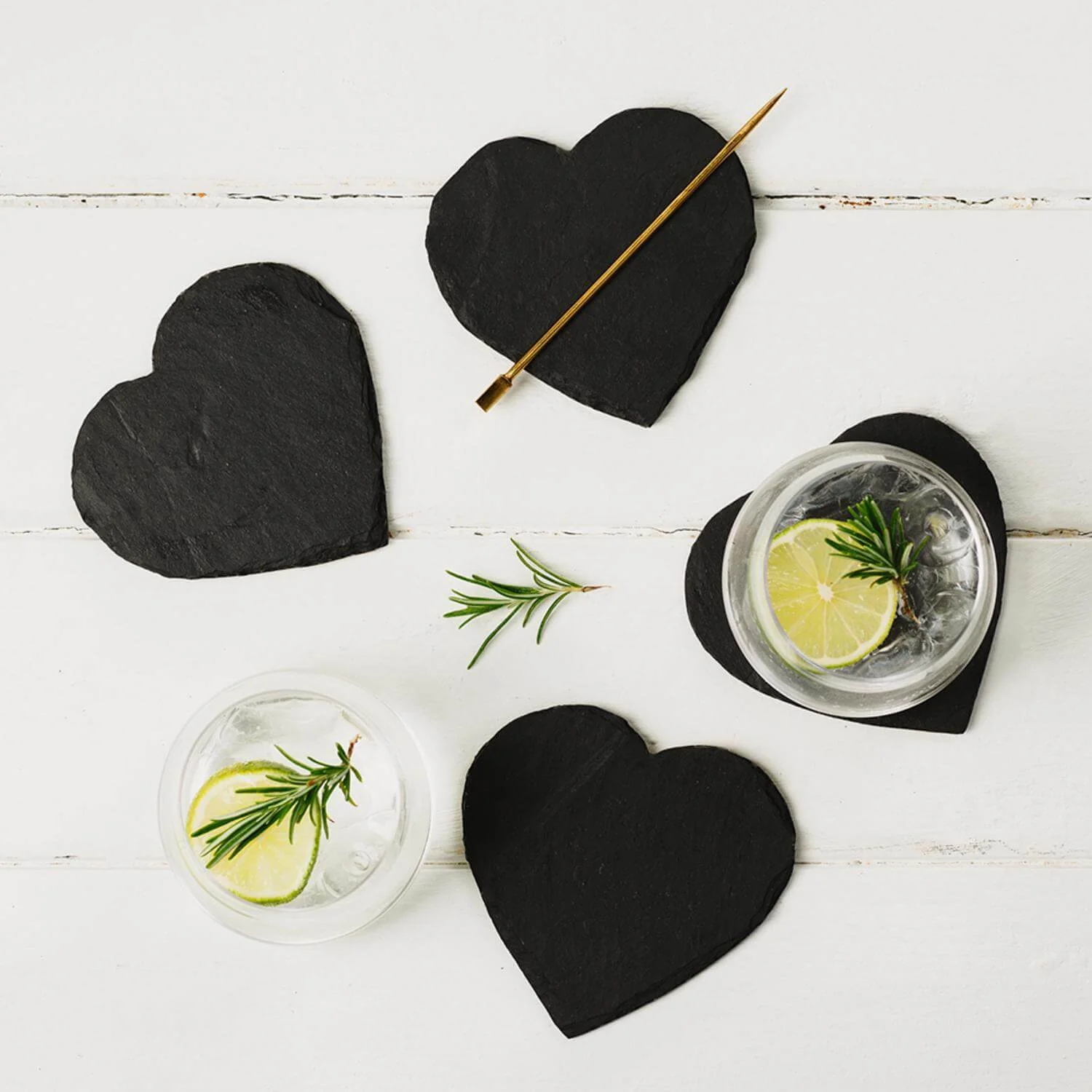Selbrae House Set of 4 Slate Coasters - Heart - Image 4