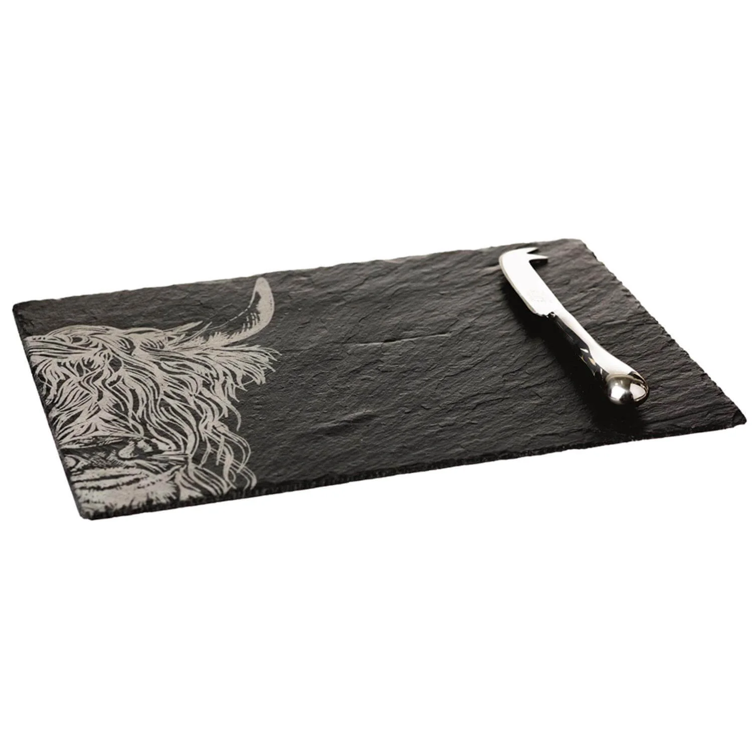 Selbrae House Slate Cheese Board & Knife Set - Highland Cow - Image 2