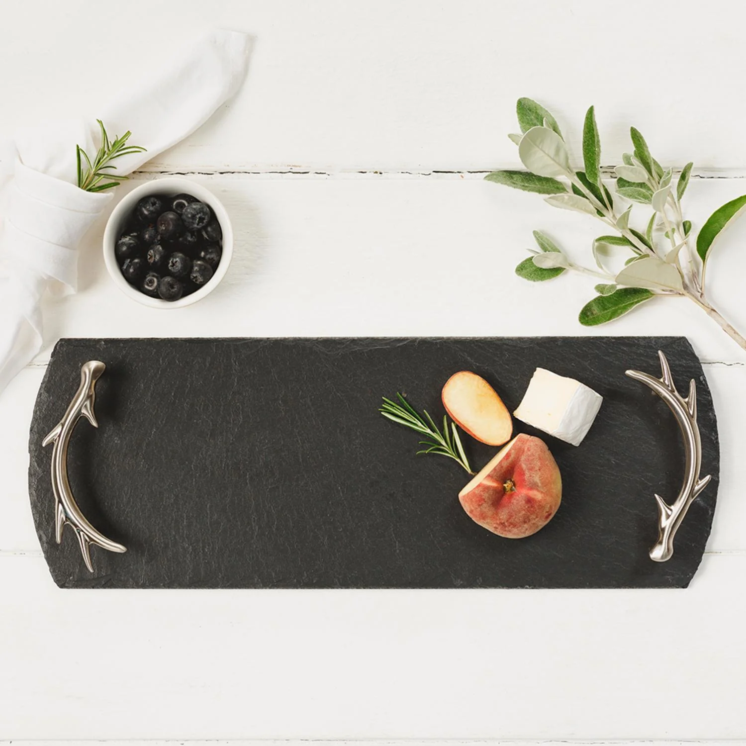 Selbrae House Small Slate Serving Tray with Antler Handles - Image 3