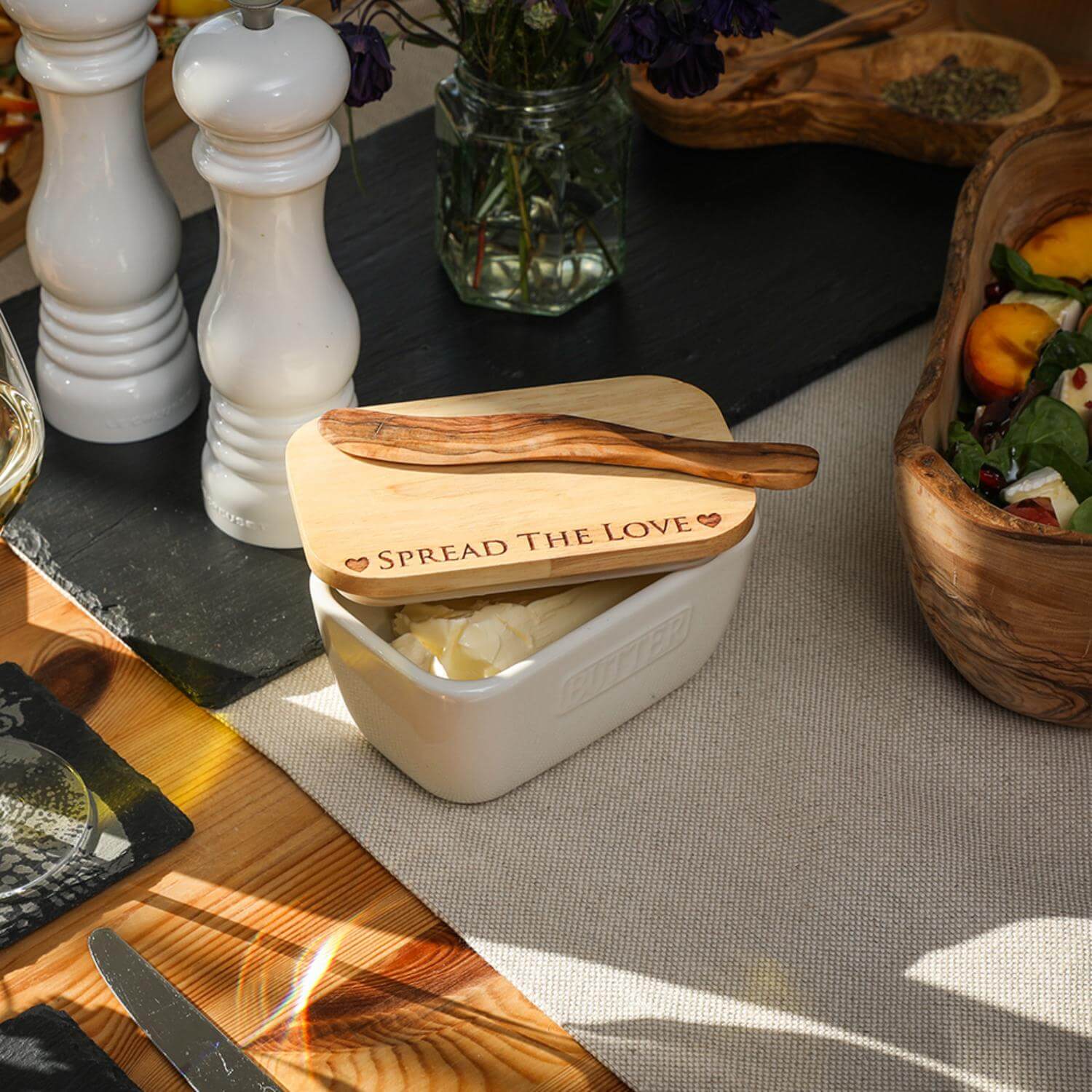Selbrae House White Ceramic Butter Dish - Spread The Love - Image 2