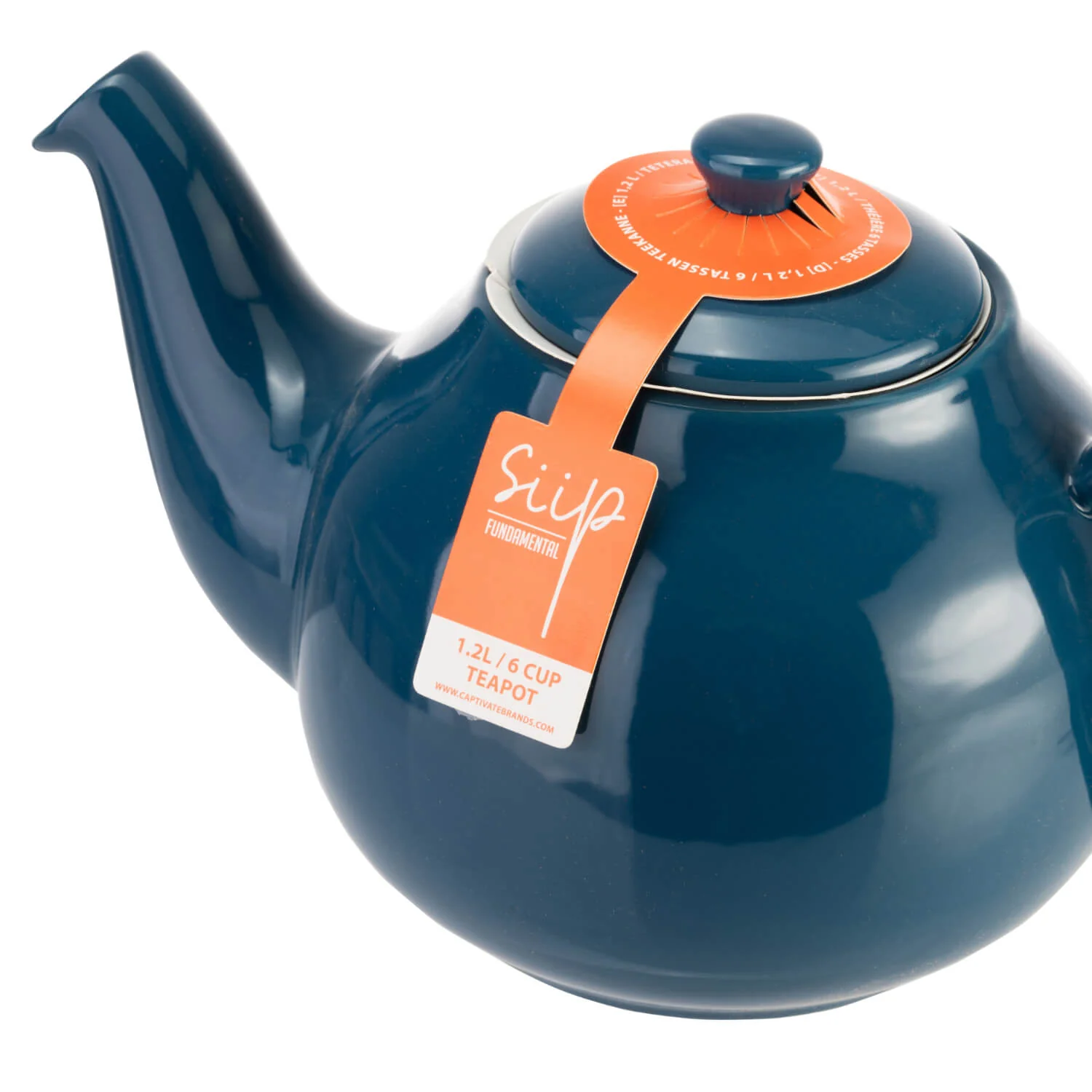 Siip 6 Cup Solid Glaze Stoneware Teapot - Dark Blue - Image 3