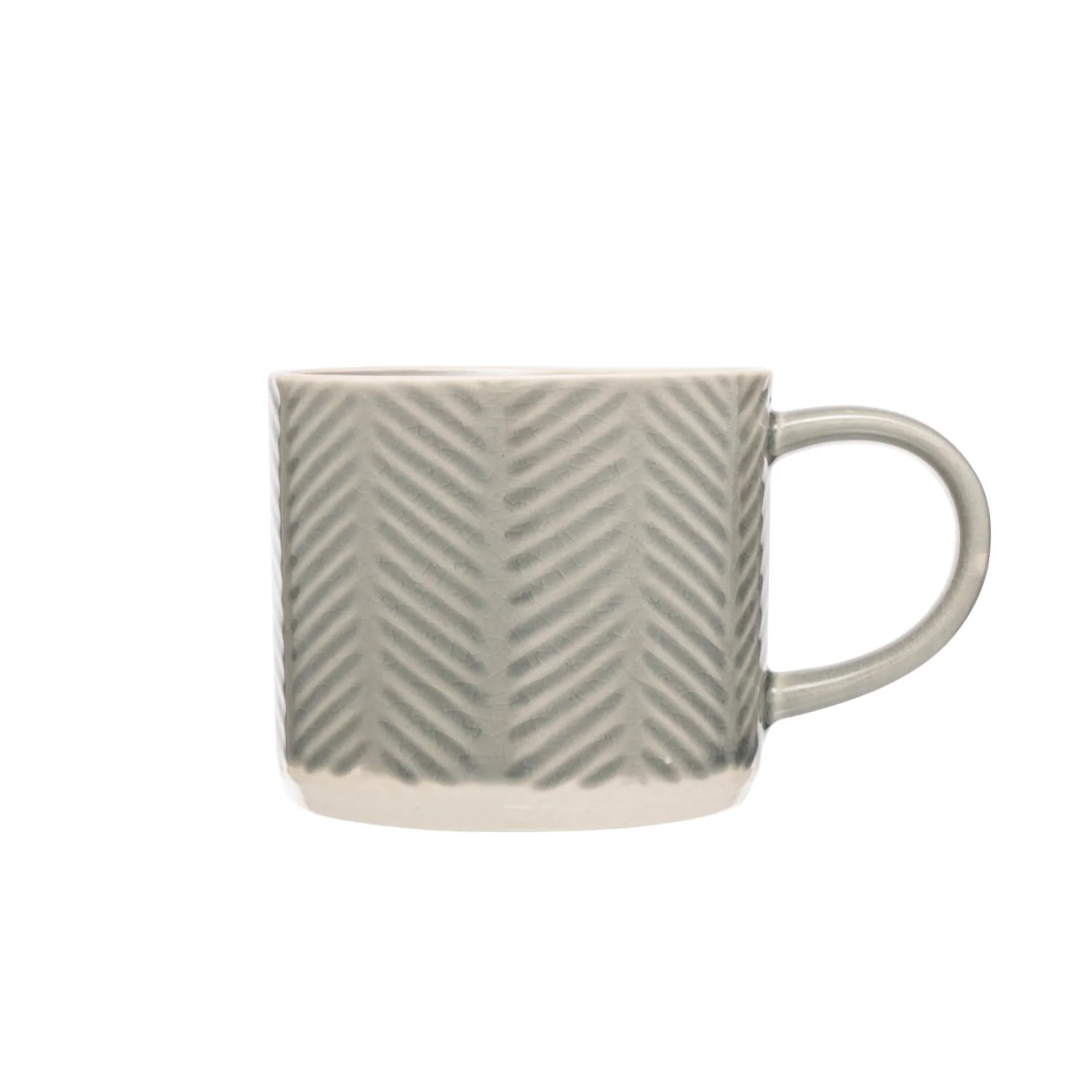 Siip Embossed Chevron Stoneware 300ml Mug - Grey