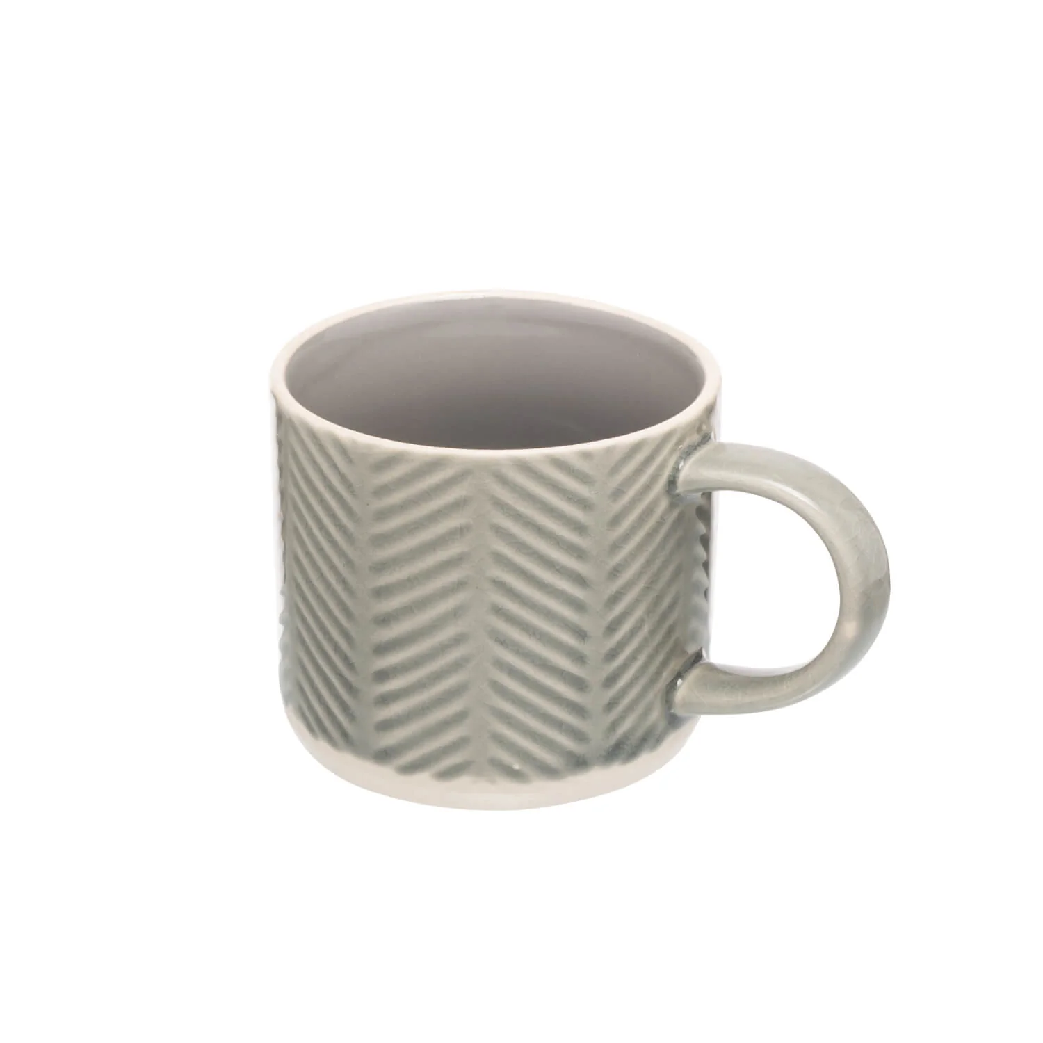 Siip Embossed Chevron Stoneware 300ml Mug - Grey - Image 2