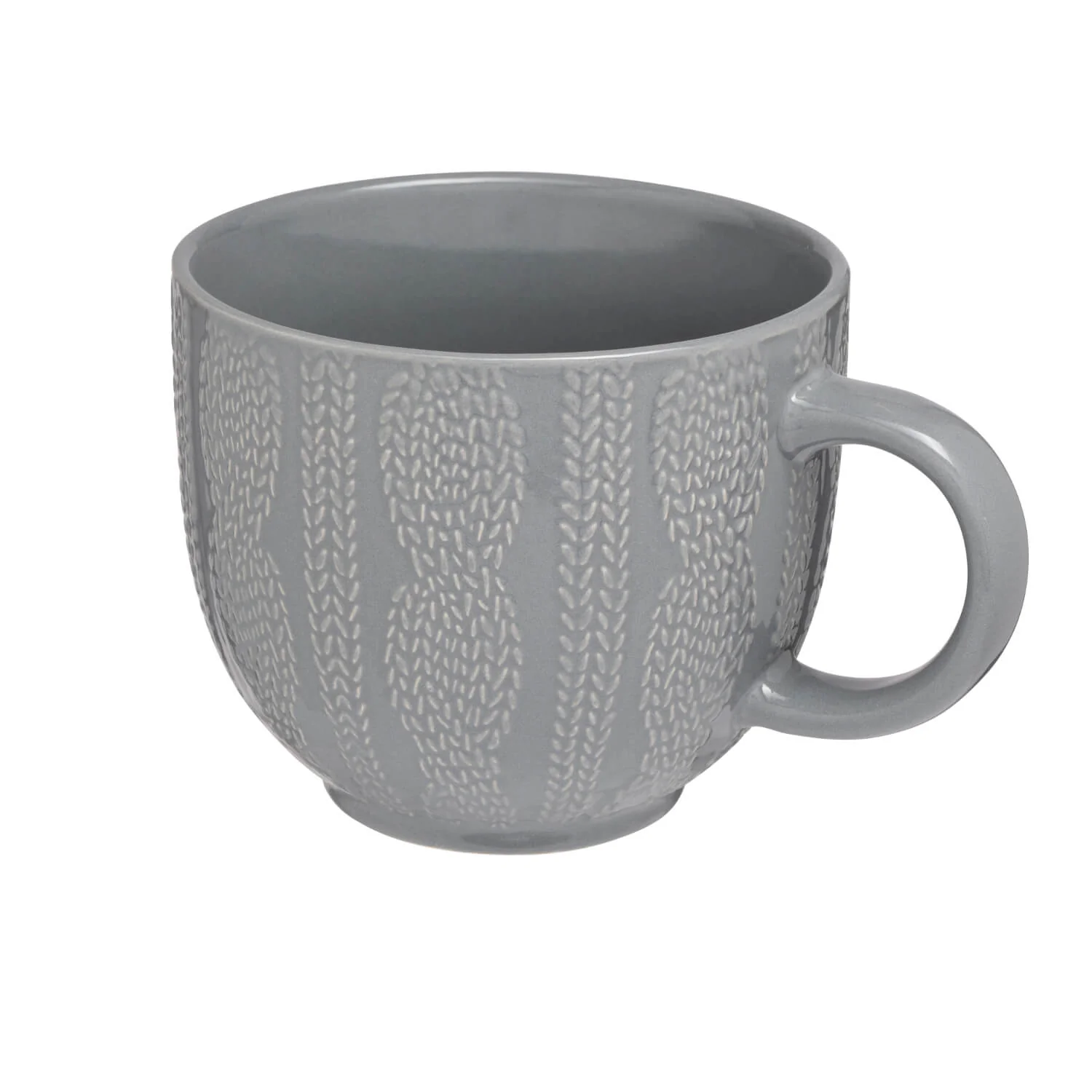 Siip Embossed Knit Stoneware 420ml Mug - Grey - Image 2