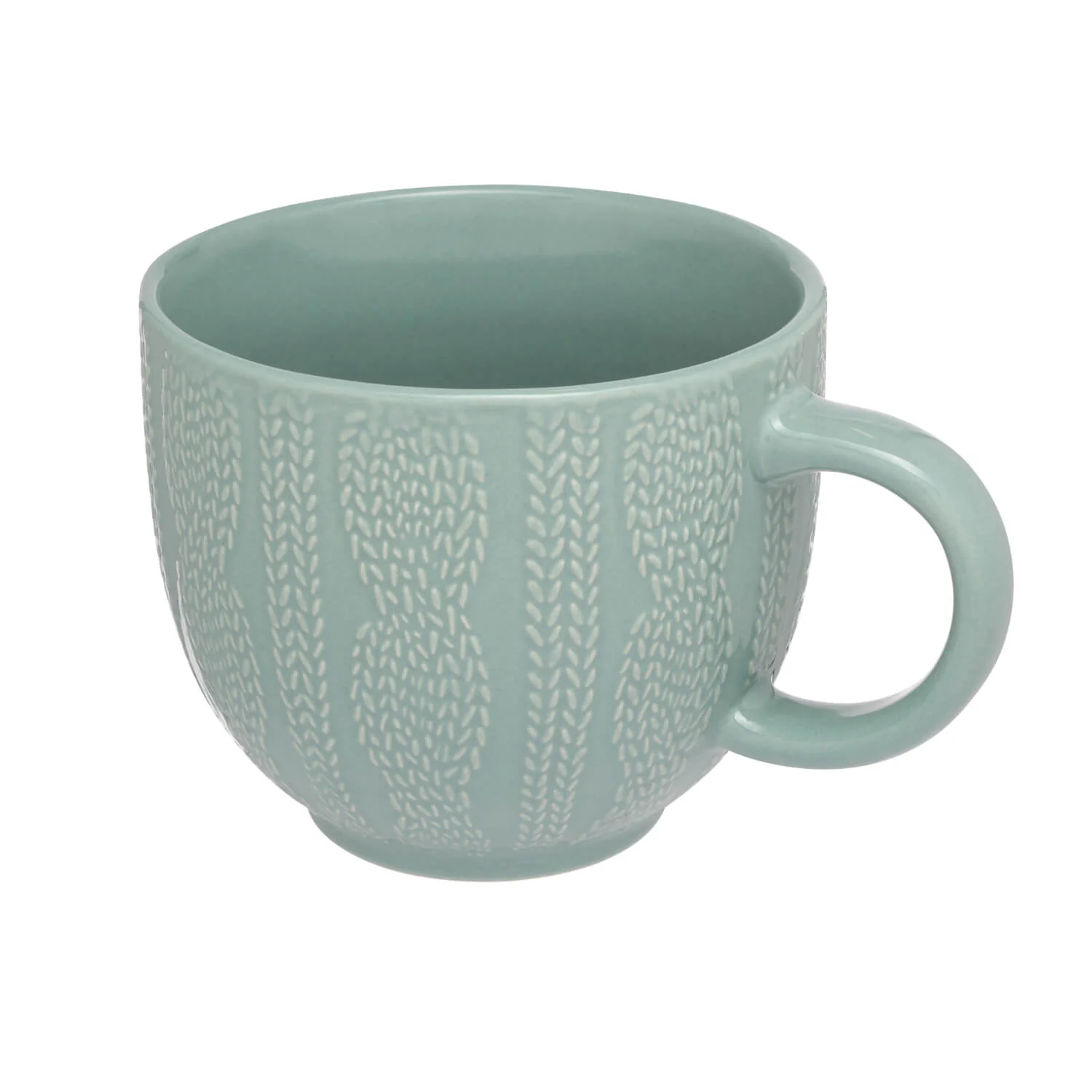 Siip Embossed Knit Stoneware 420ml Mug - Turquoise - Image 2