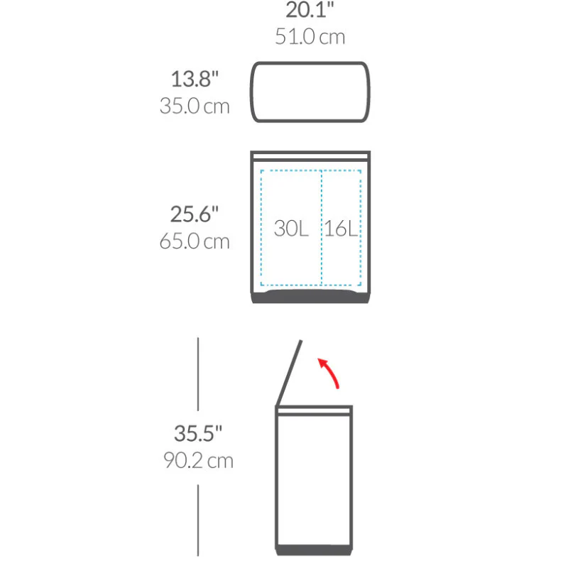 Simplehuman Fingerprint-Proof 46 Litre Kitchen Bin - Brushed Stainless Steel - Image 5