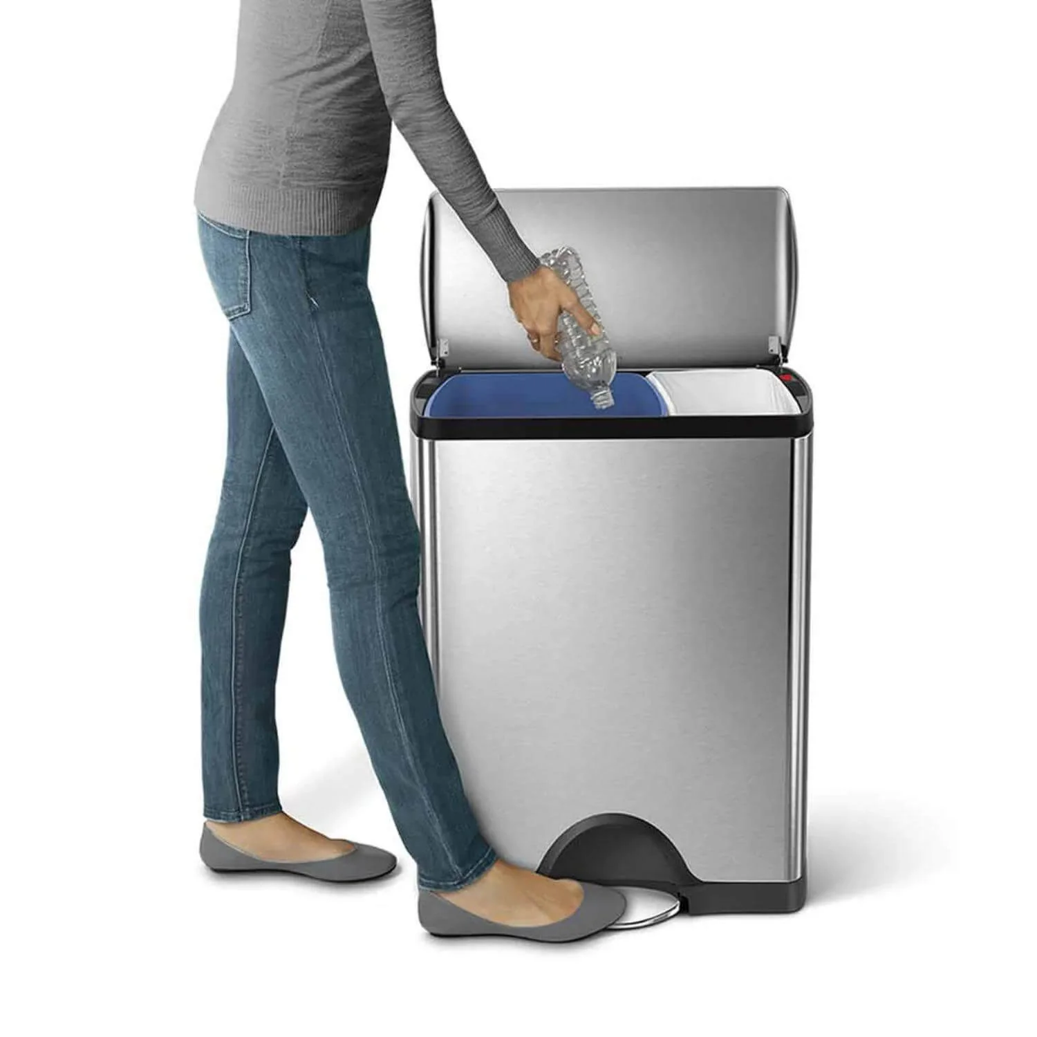 Simplehuman Fingerprint-Proof 46 Litre Kitchen Bin - Brushed Stainless Steel - Image 7