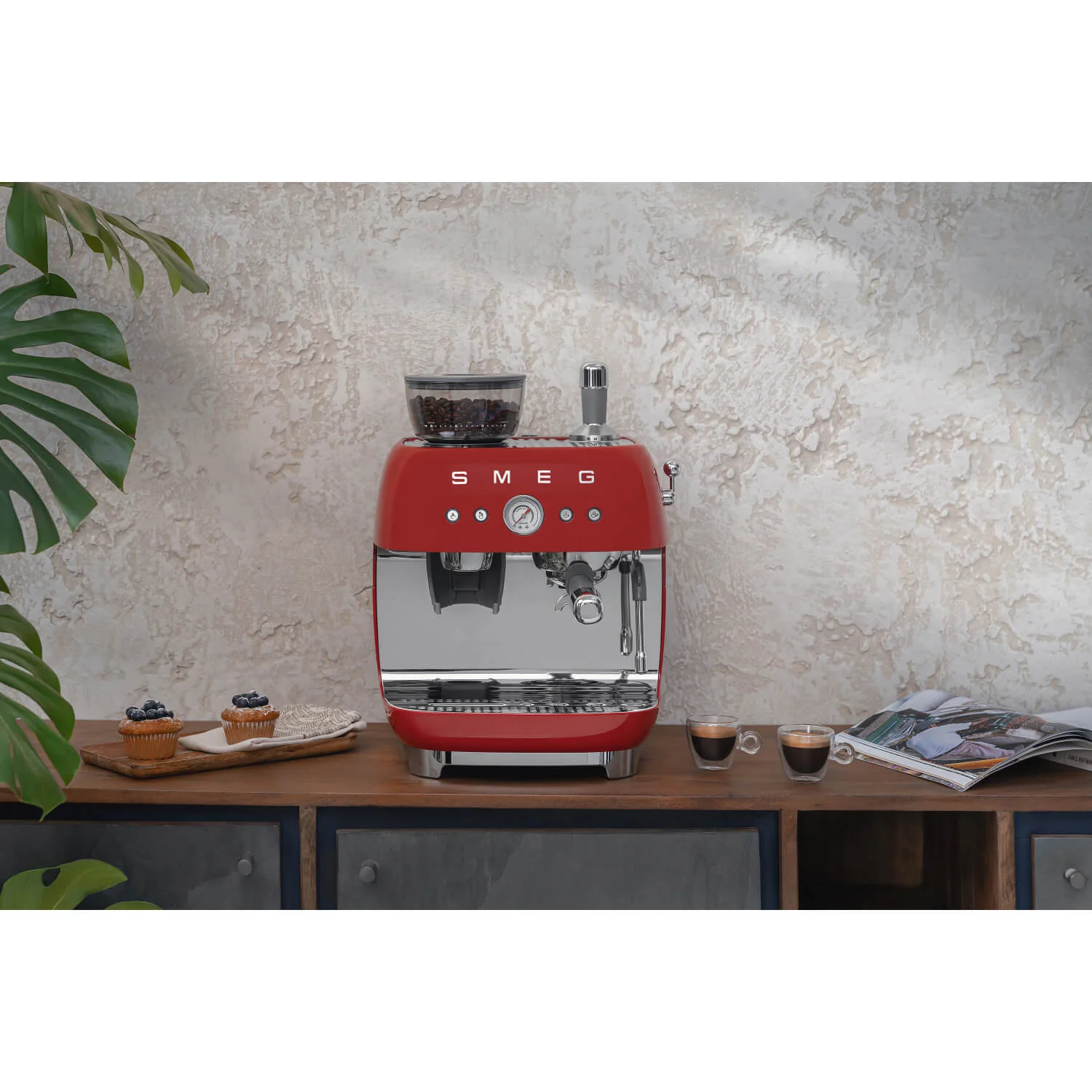 Smeg 50s Style Retro EGF03 Bean-to-Cup Espresso Coffee Machine - Red - Image 11