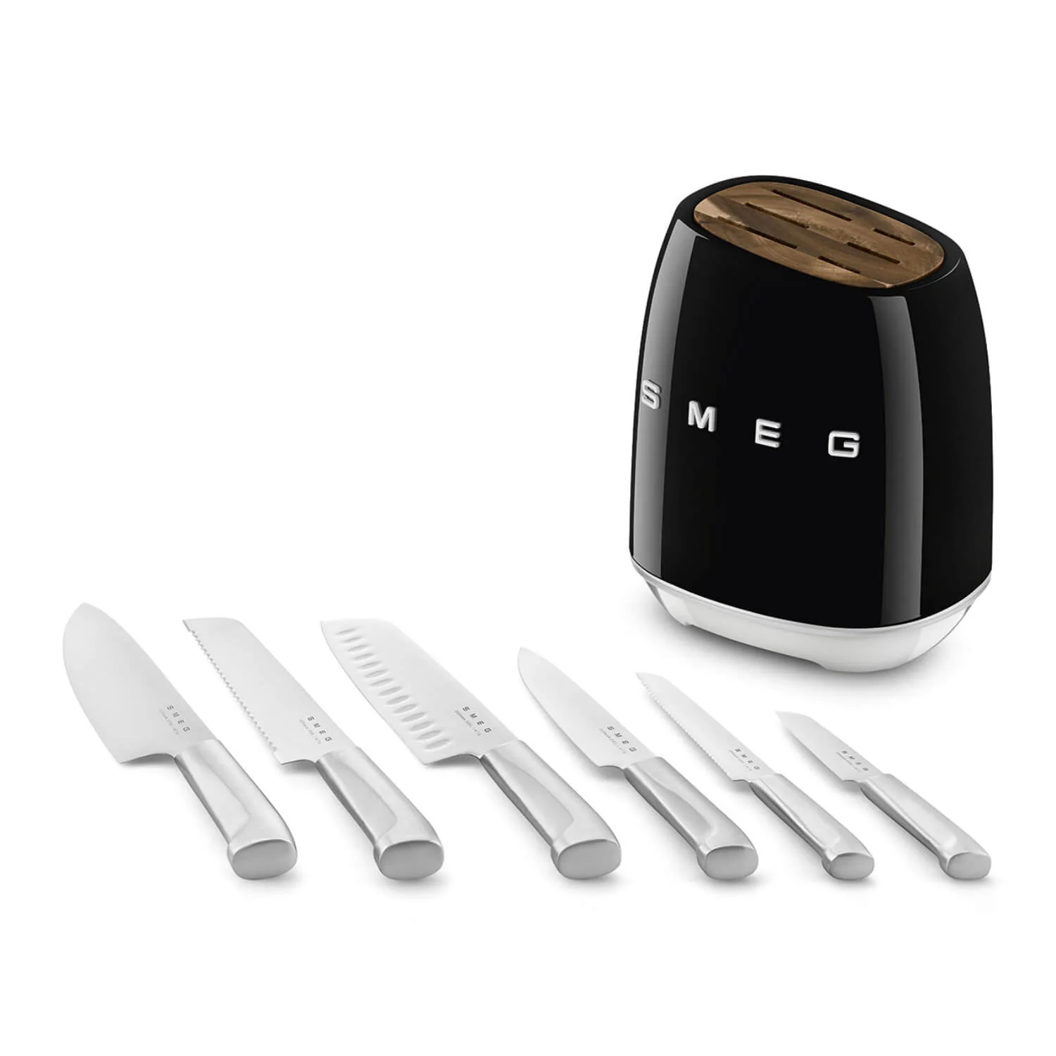 Smeg 50's Style Retro KBSF02 7-Piece Knife Block Set - Black - Image 5
