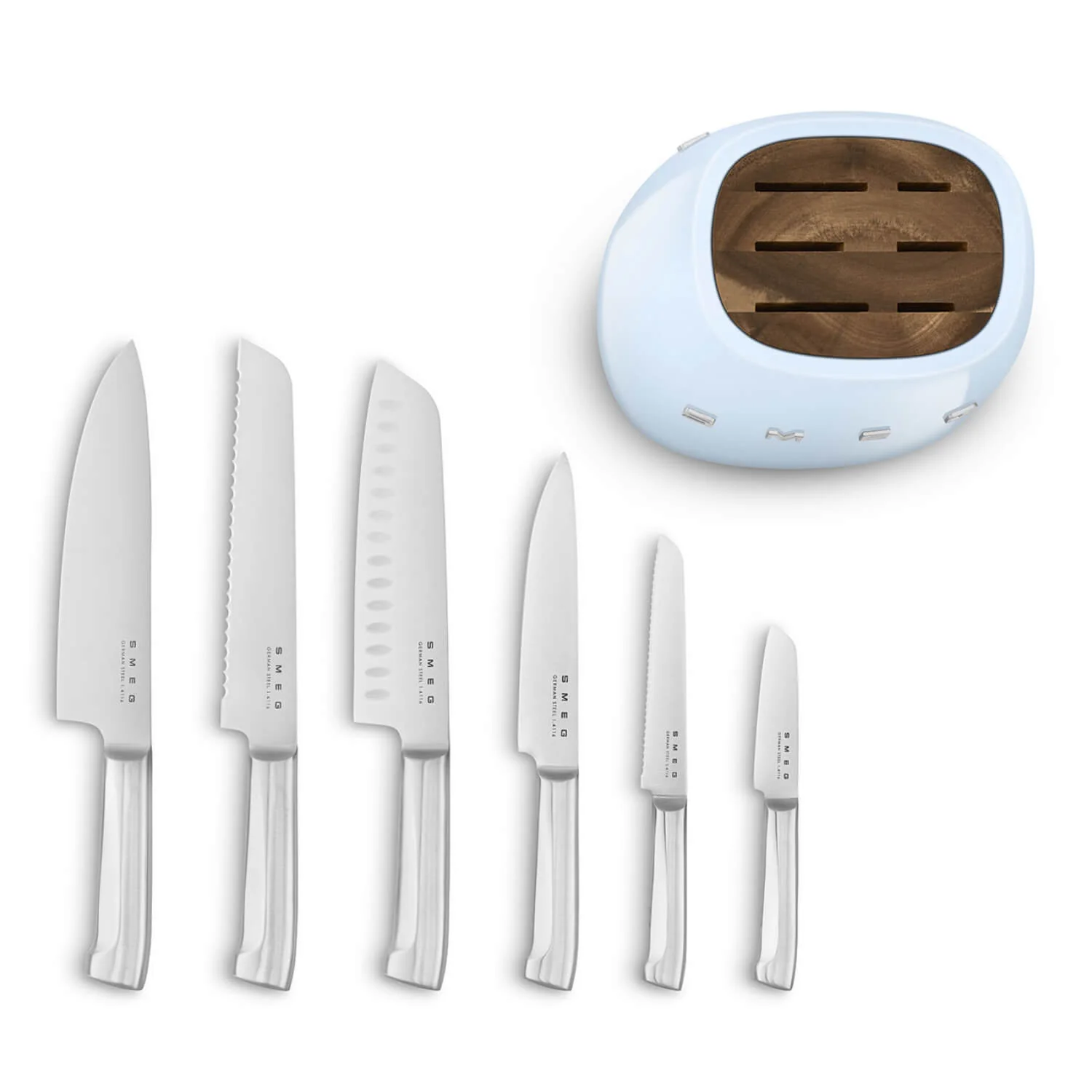 Smeg 50's Style Retro KBSF02 7-Piece Knife Block Set - Pastel Blue - Image 4