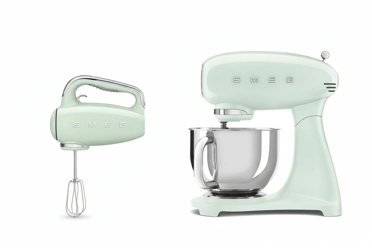 Smeg 50's Style Retro SMF05PGUK Pastel Green Stand Mixer With Free HMF01 Hand Mixer