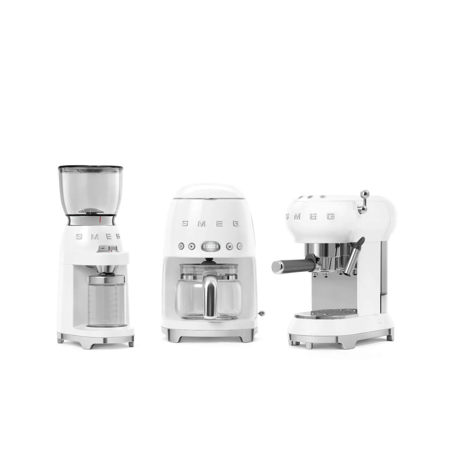 Smeg 50's Style Retro ECF02 Espresso Coffee Machine - White - Image 6