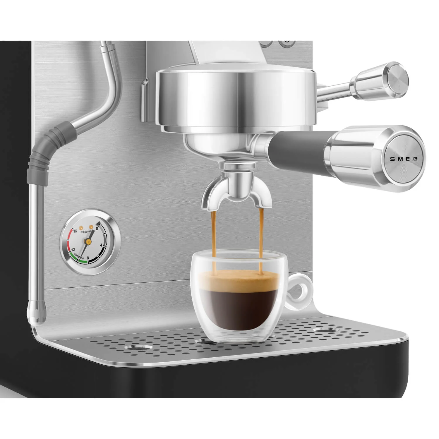 Smeg EMC02 Mini Pro Espresso Coffee Machine & CGF02 Stainless Steel Coffee Grinder - Matte Black - Image 3