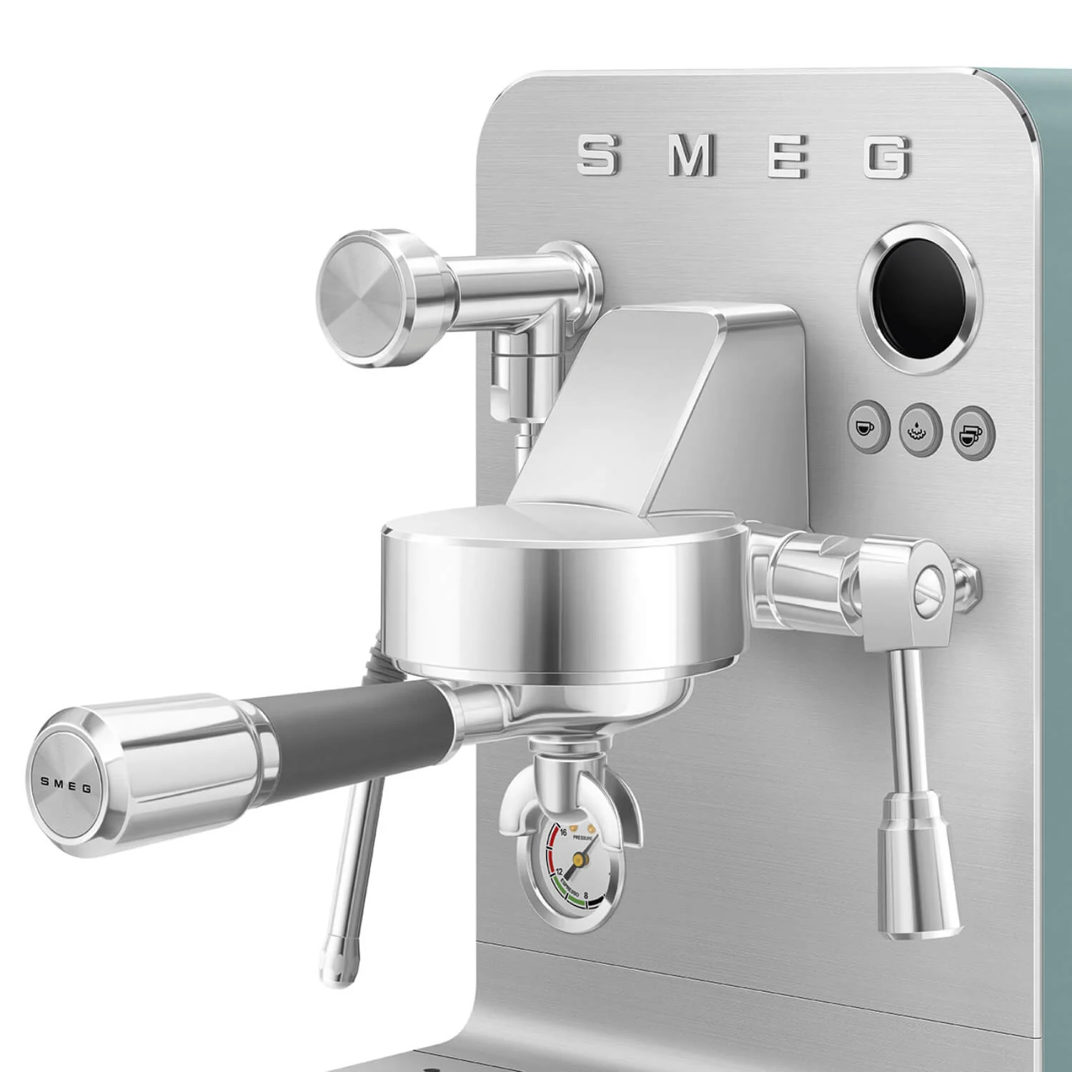 Smeg EMC02 Mini Pro Espresso Coffee Machine & CGF02 Stainless Steel Coffee Grinder - Matte Emerald Green - Image 3