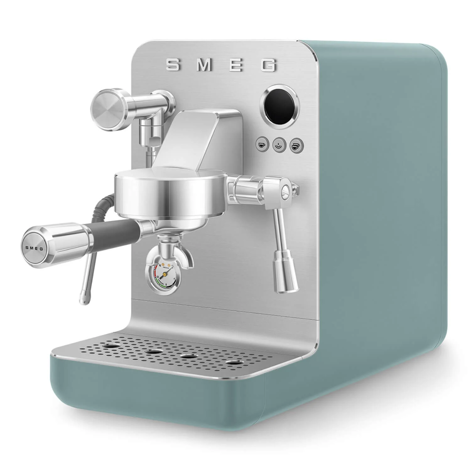 Smeg EMC02 Mini Pro Espresso Coffee Machine & CGF02 Stainless Steel Coffee Grinder - Matte Emerald Green - Image 4