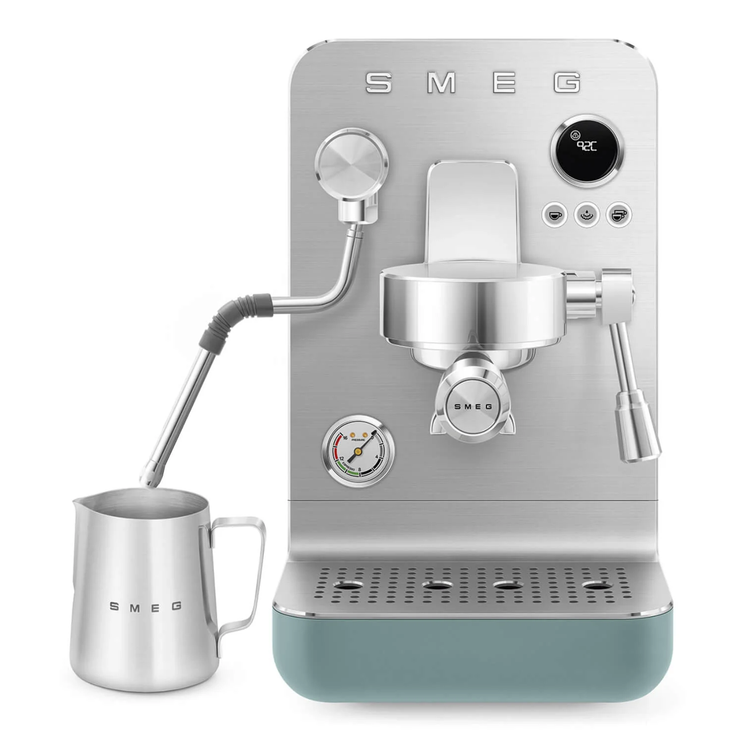 Smeg EMC02 Mini Pro Espresso Coffee Machine & CGF02 Stainless Steel Coffee Grinder - Matte Emerald Green - Image 7