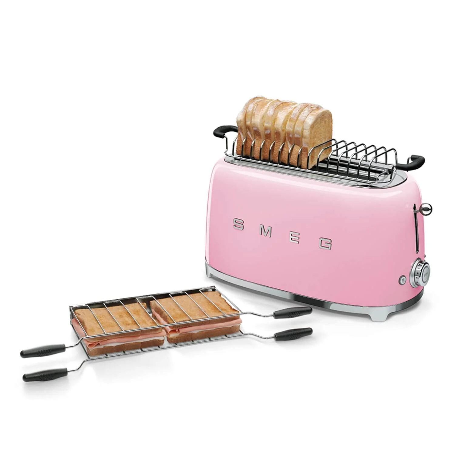 Smeg 50's Style Retro TSF03 4 Slice Toaster - Pink - Image 4