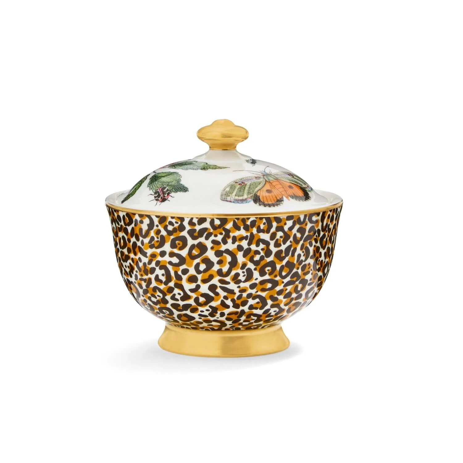 Spode Creatures of Curiosity Sugar Bowl with Lid - Floral / Leopard