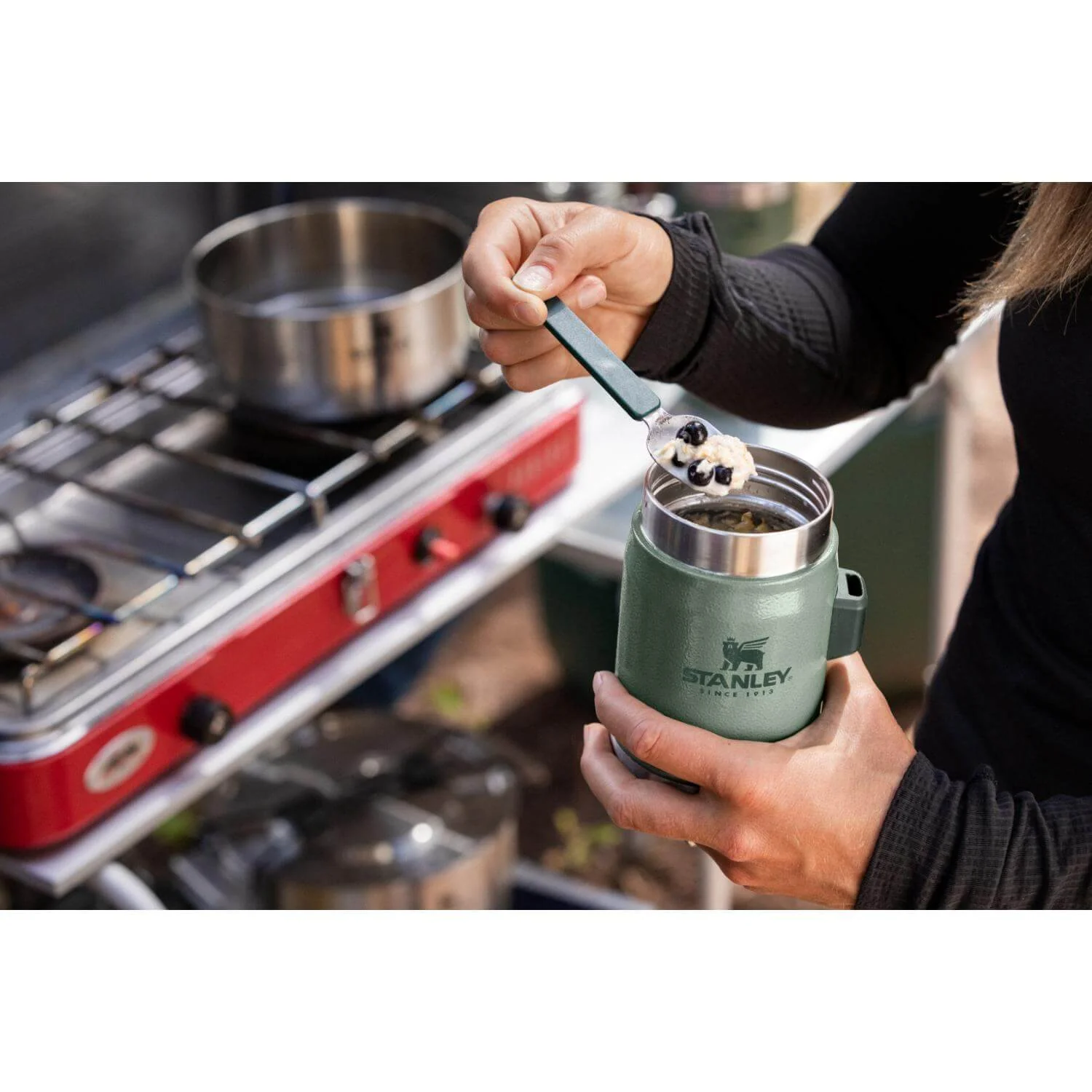 Stanley Legendary Classic 400ml Food Jar + Spork Set - Hammertone Green - Image 3