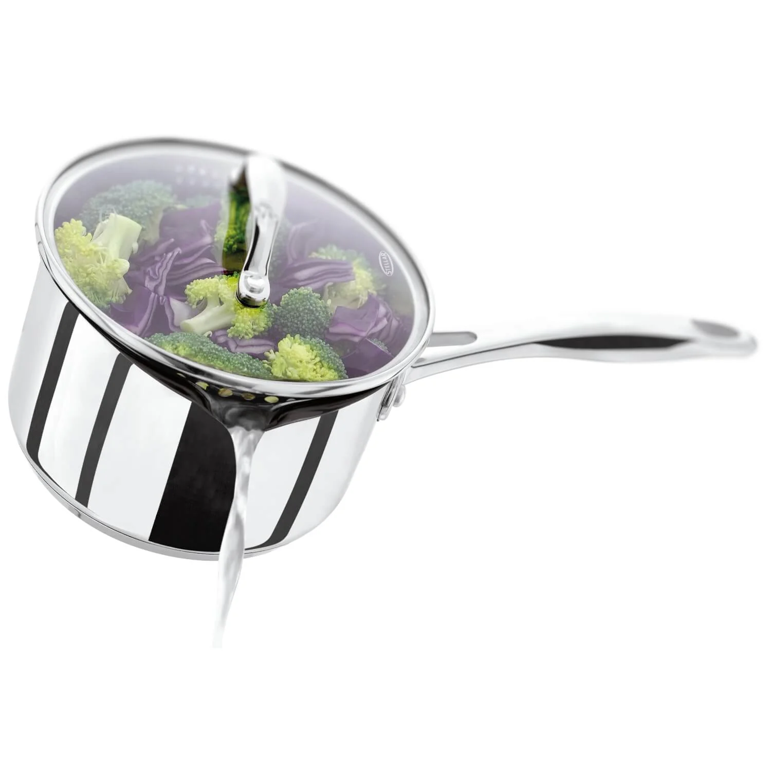 Stellar 7000 Non-Stick Draining Stainless Steel Saucepan Set - 5 Piece - Image 3