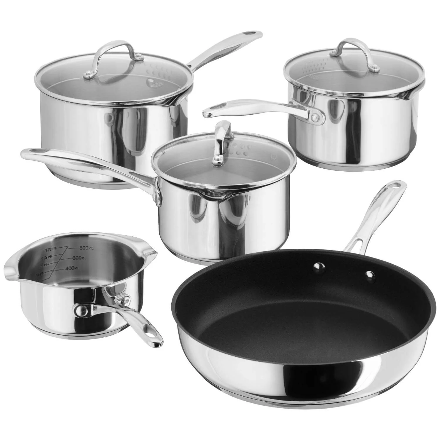 Stellar Profile 18|10 Stainless Steel 5-Piece Draining Saucepan Set - Image 2