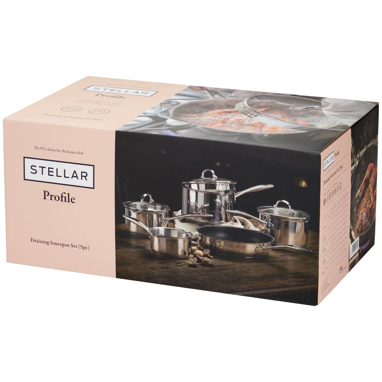 Stellar Profile 18|10 Stainless Steel 5-Piece Draining Saucepan Set - Image 3