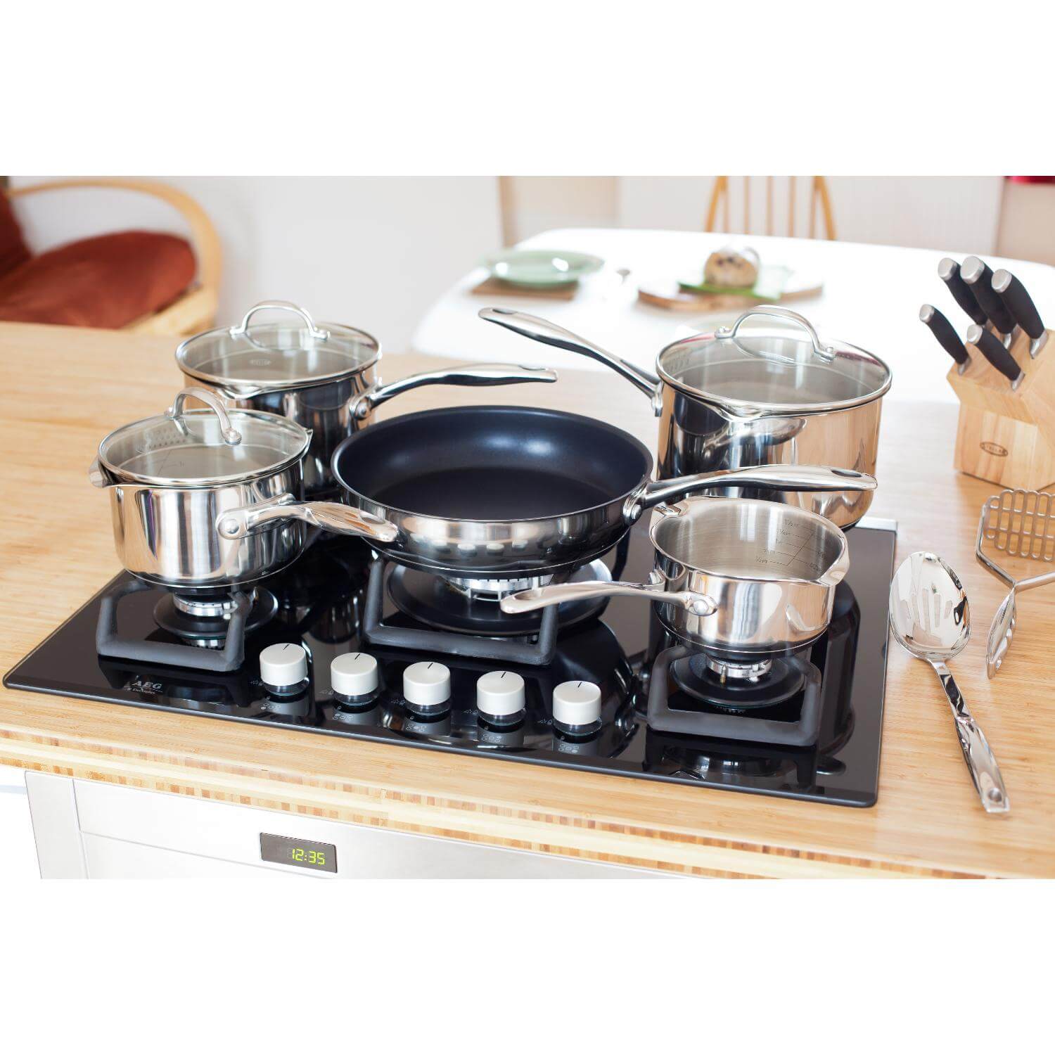Stellar Profile 18|10 Stainless Steel 5-Piece Draining Saucepan Set - Image 4