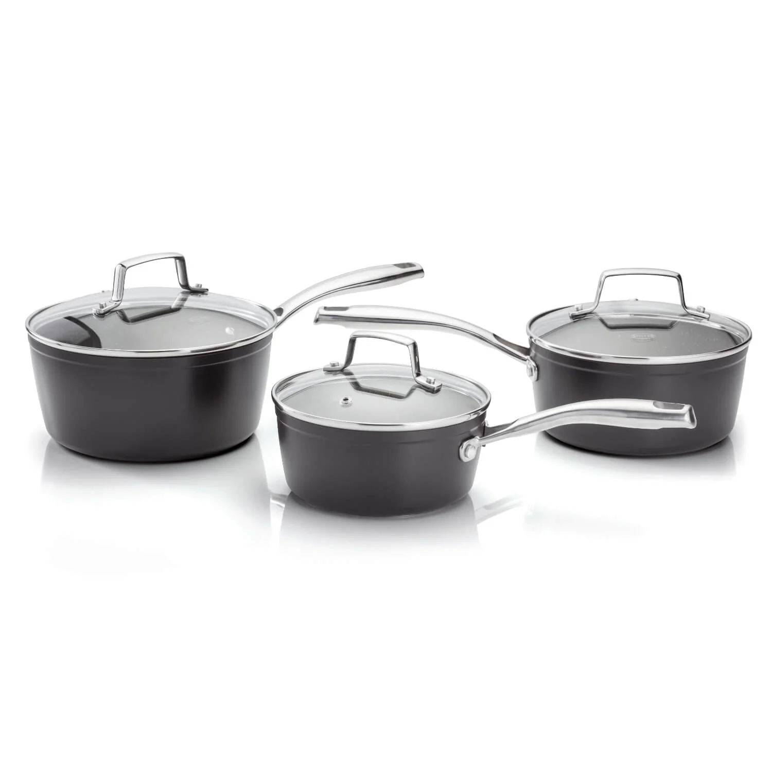 Stellar Rocktanium 3-Piece Non-Stick Saucepan Set with Glass Lids - Image 2