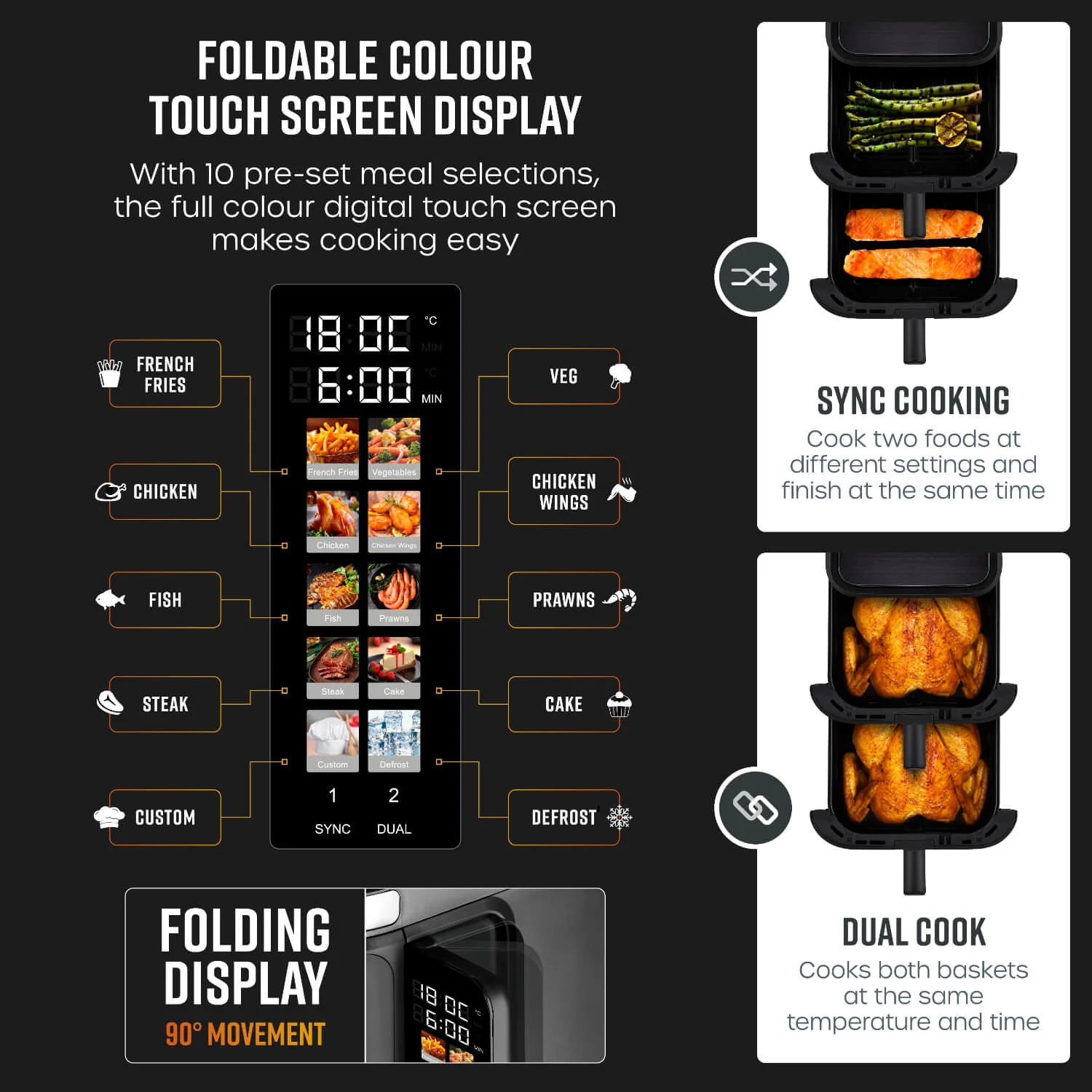 Swan SD10522 Cyclone Duo Layer 11-Litre Air Fryer - Black - Image 5