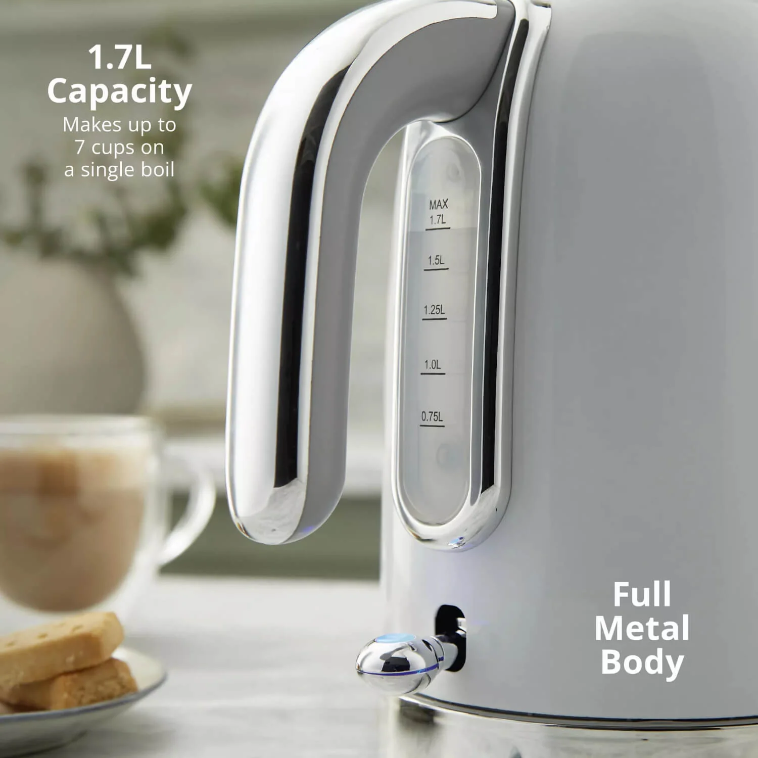 Swan Solace 1.7 Litre Stainless Steel Jug Kettle - Gloss White - Image 4