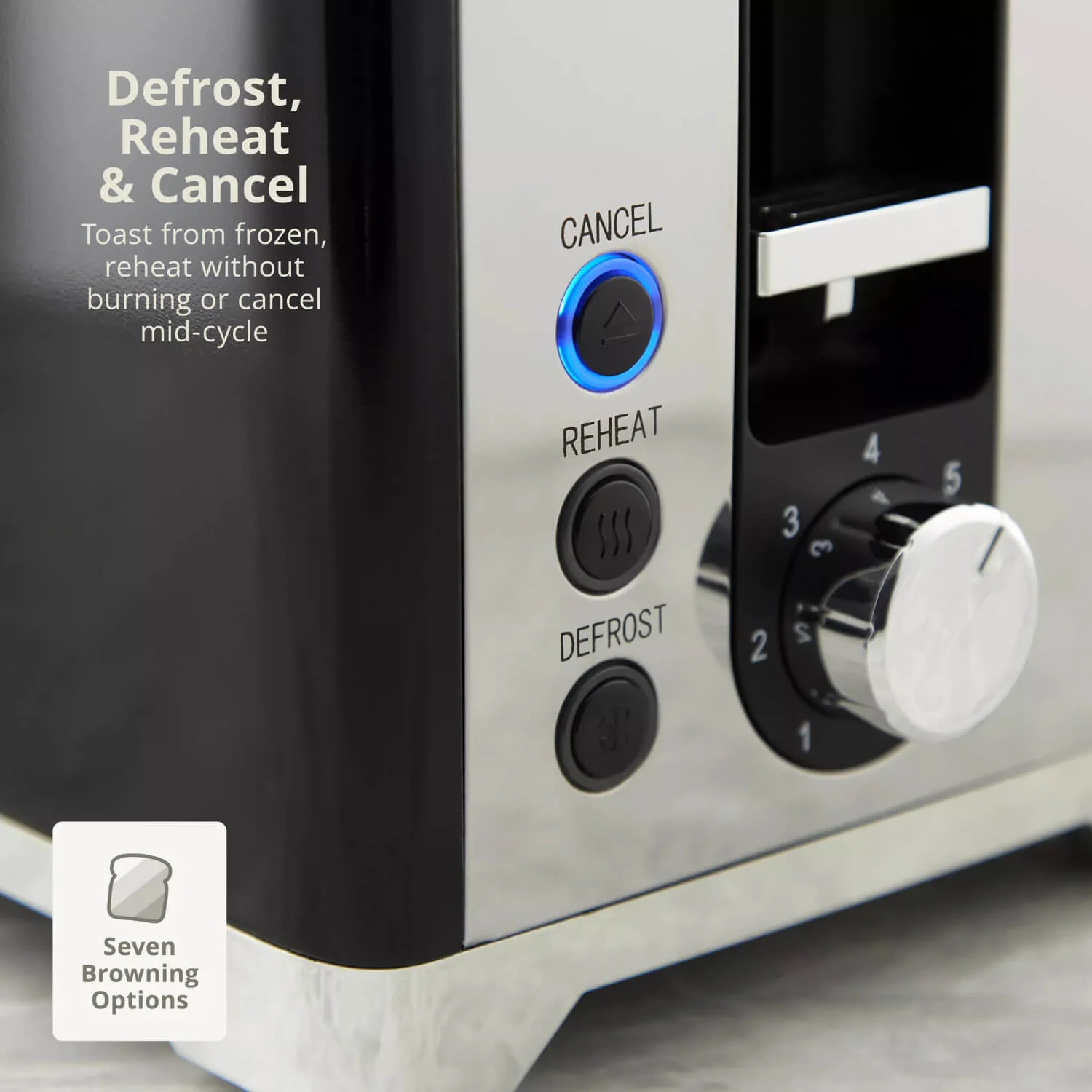 Swan Solace 2-Slice Stainless Steel Toaster - Gloss Black - Image 4