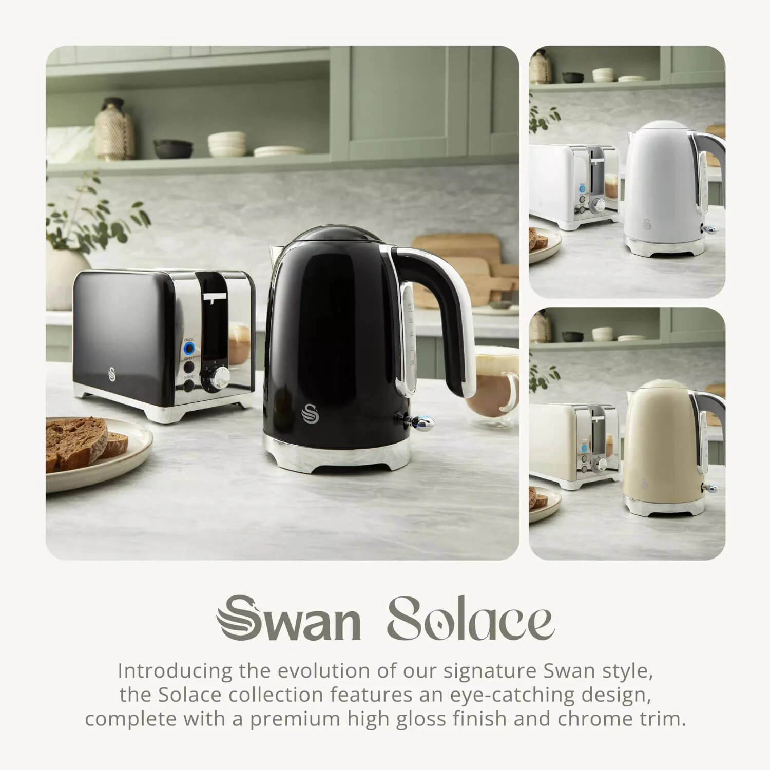 Swan Solace 2-Slice Stainless Steel Toaster - Gloss Black - Image 5