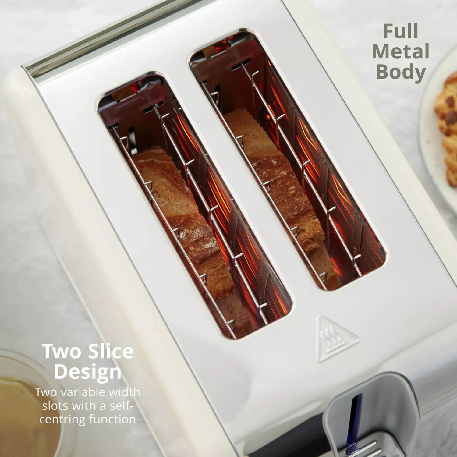 Swan Solace 2-Slice Stainless Steel Toaster - Gloss Cream - Image 2