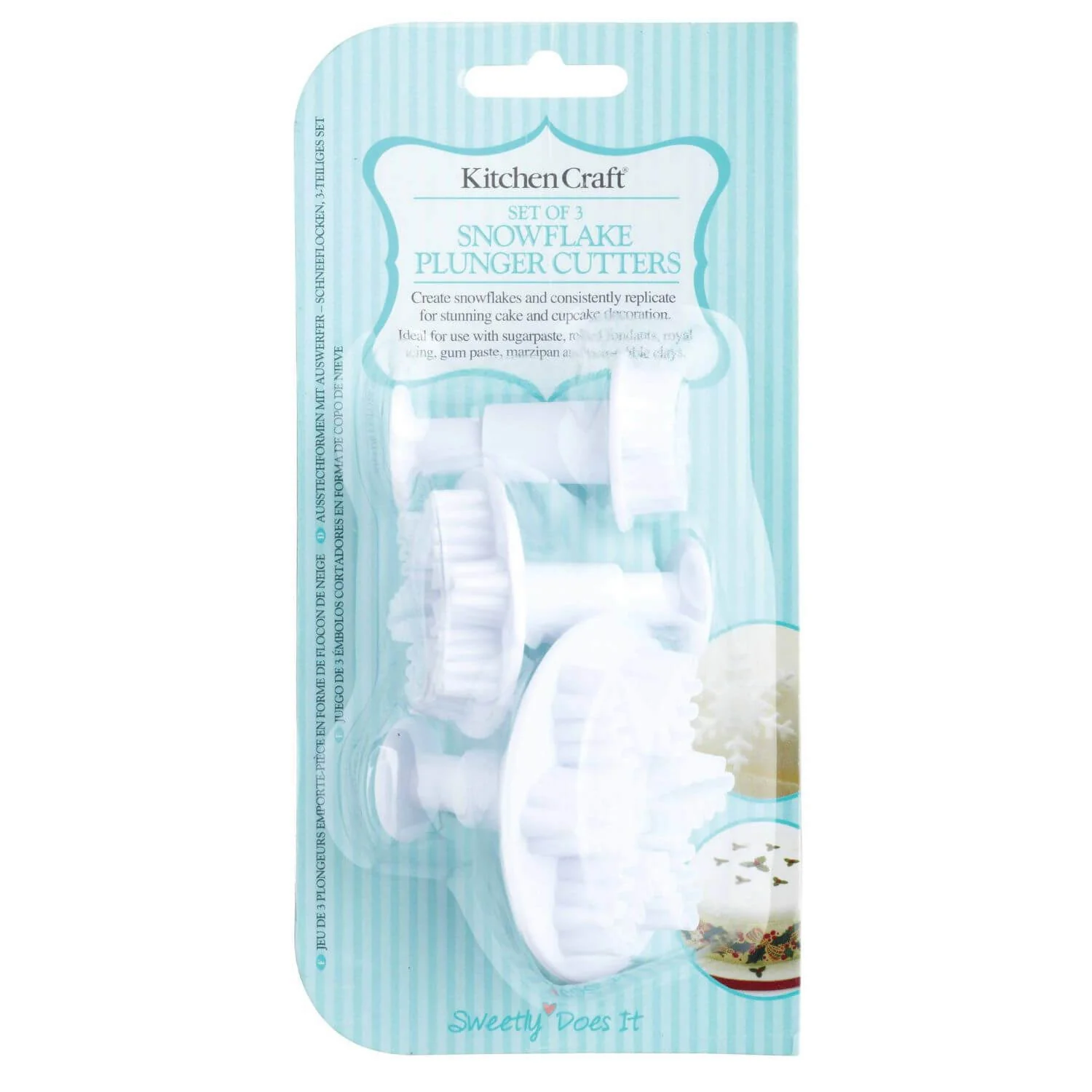 Sweetly Does It 3 Piece Fondant Plunger Cutter Set - Snowflake - Image 2