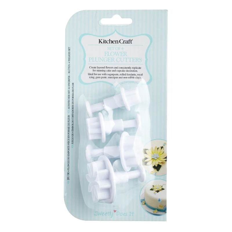 Sweetly Does It 4 Piece Fondant Plunger Cutter Set - Flower - Image 2