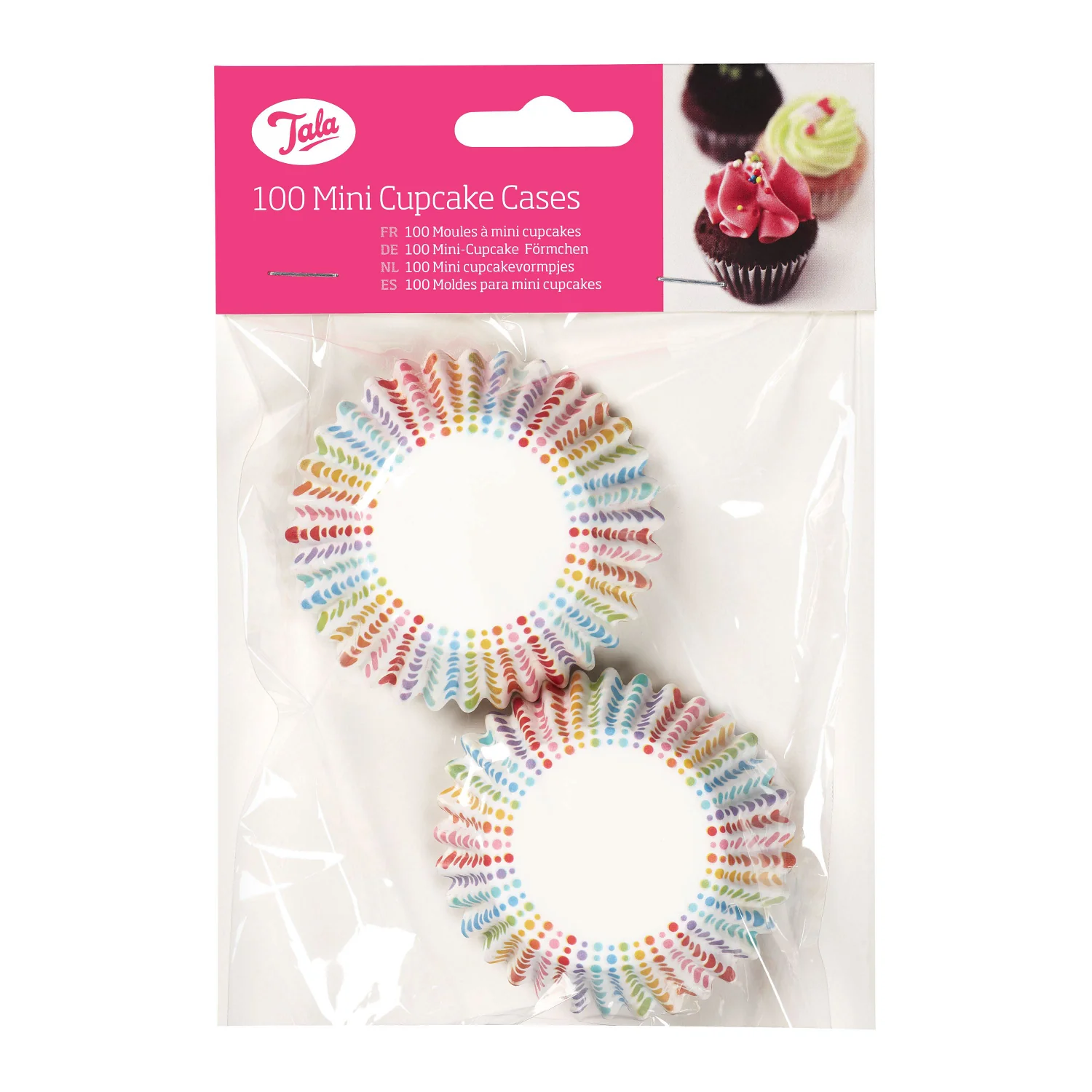 Tala Rainbow Dotty Mini Cupcake Cases - Pack of 100 - Image 3