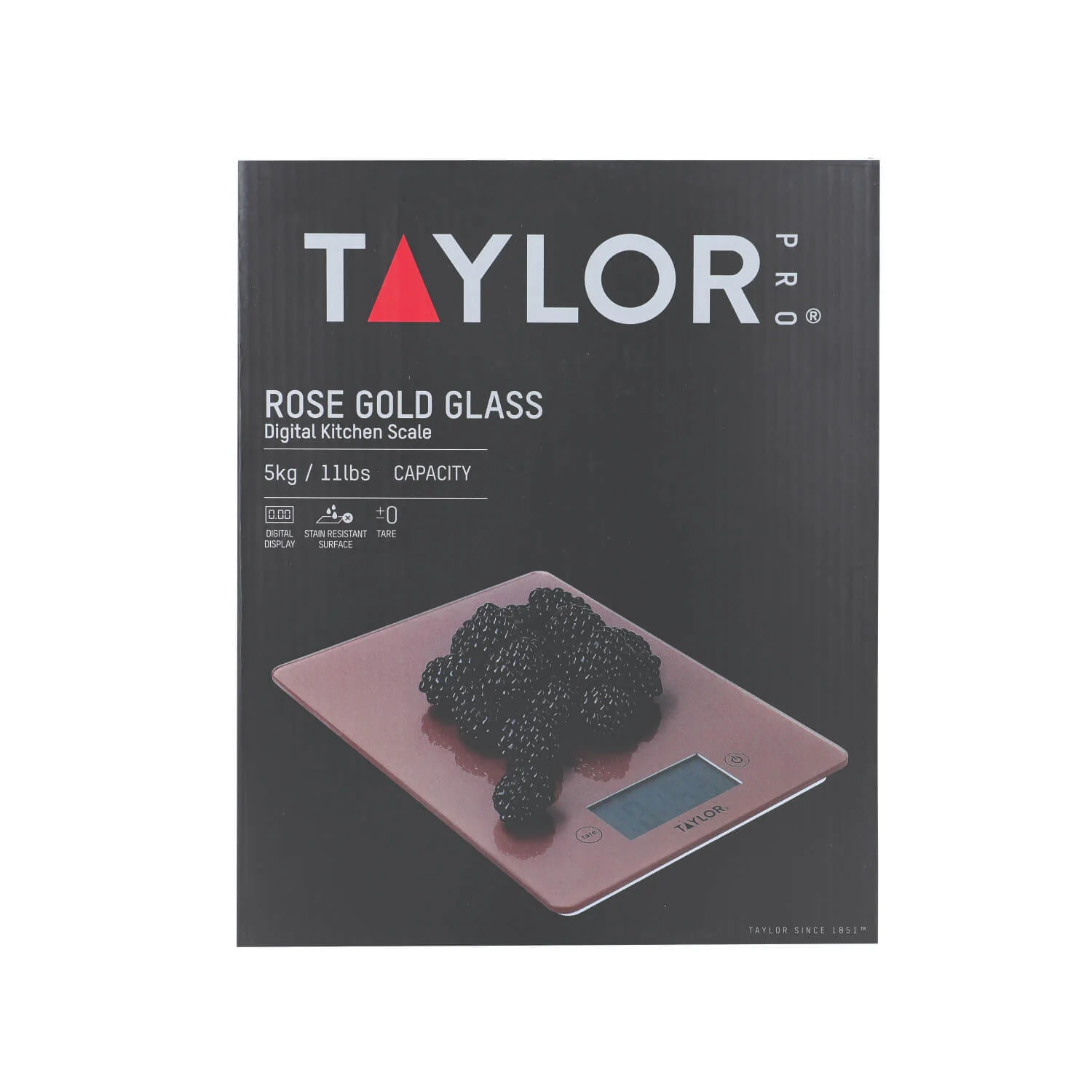 Taylor Pro Glass Digital 5Kg Kitchen Scales - Rose Gold - Image 3