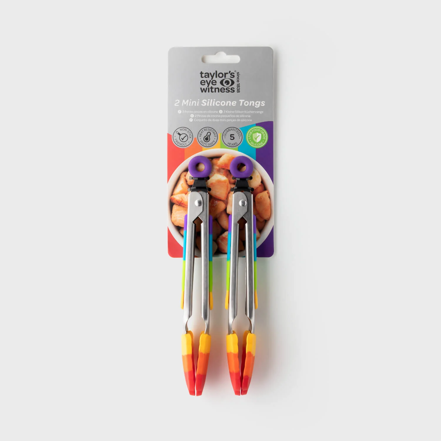 Taylor's Eye Witness 2-Piece Mini Silicone Tong Set - Rainbow - Image 2