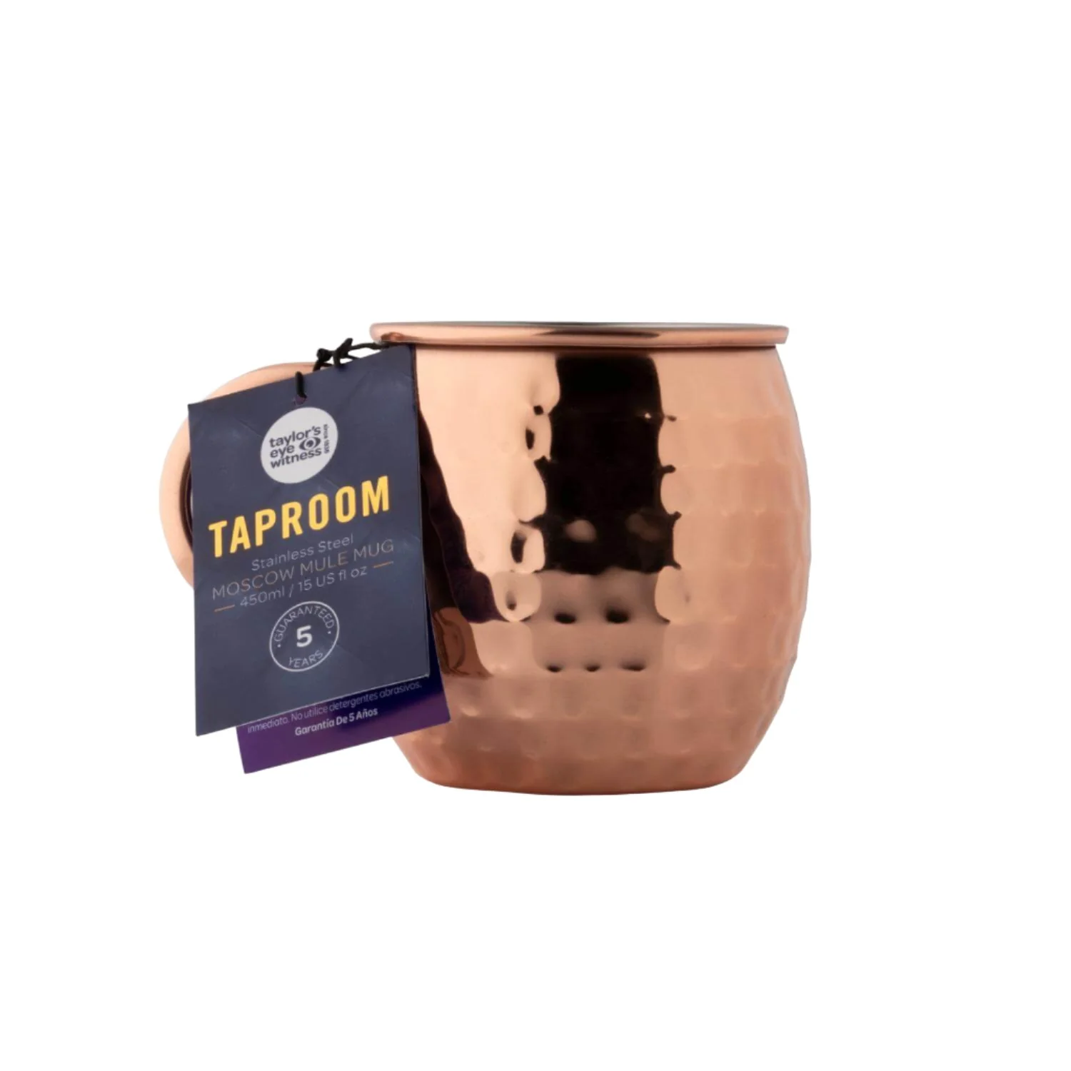 Taylor's Eye Witness Taproom Stainless Steel 450ml Moscow Mule Mug - Hammered Copper - Image 2