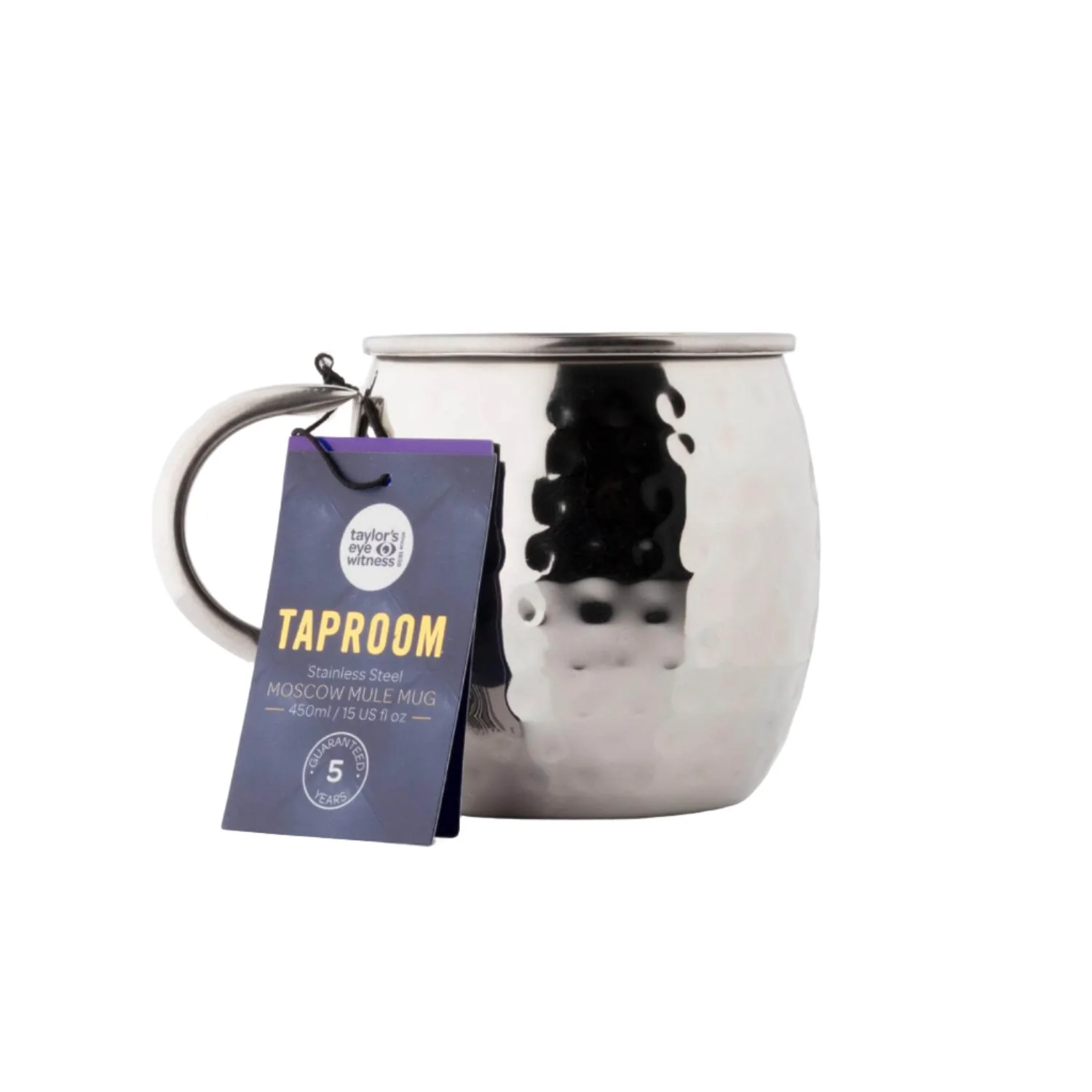 Taylor's Eye Witness Taproom Stainless Steel 450ml Moscow Mule Mug - Hammered Silver - Image 2