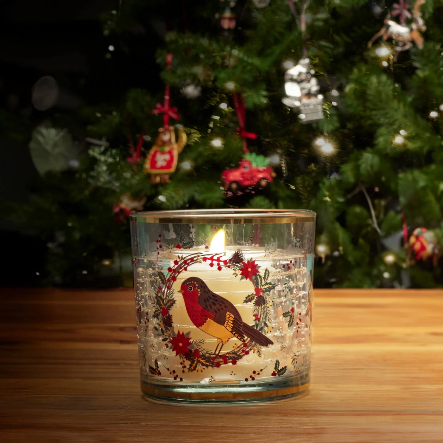 Tipperary LED Candle Jar - Christmas Robin - Image 4