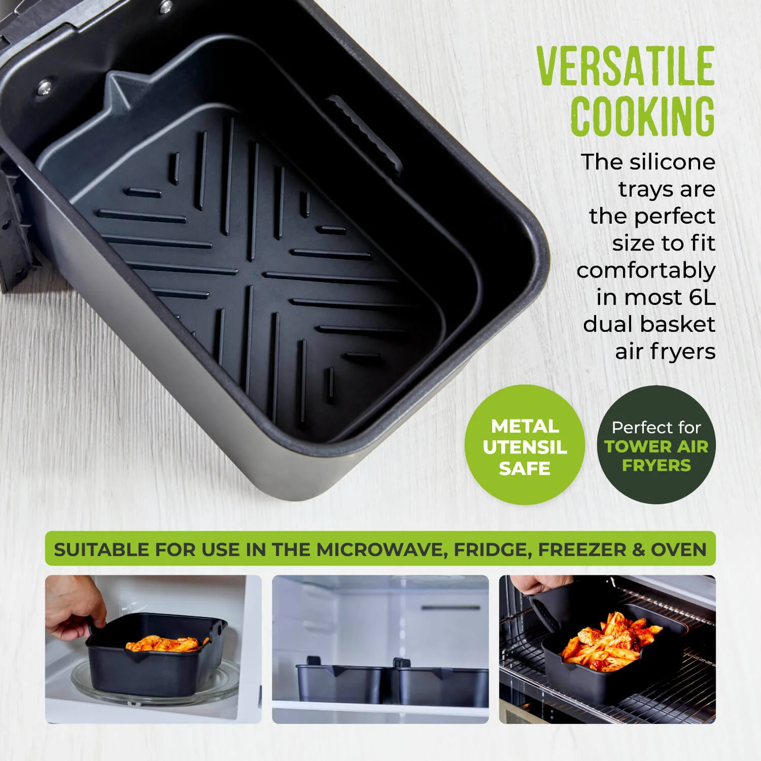 Tower Air Fryer Rectangular Solid Trays - Pack of 2 - Image 5