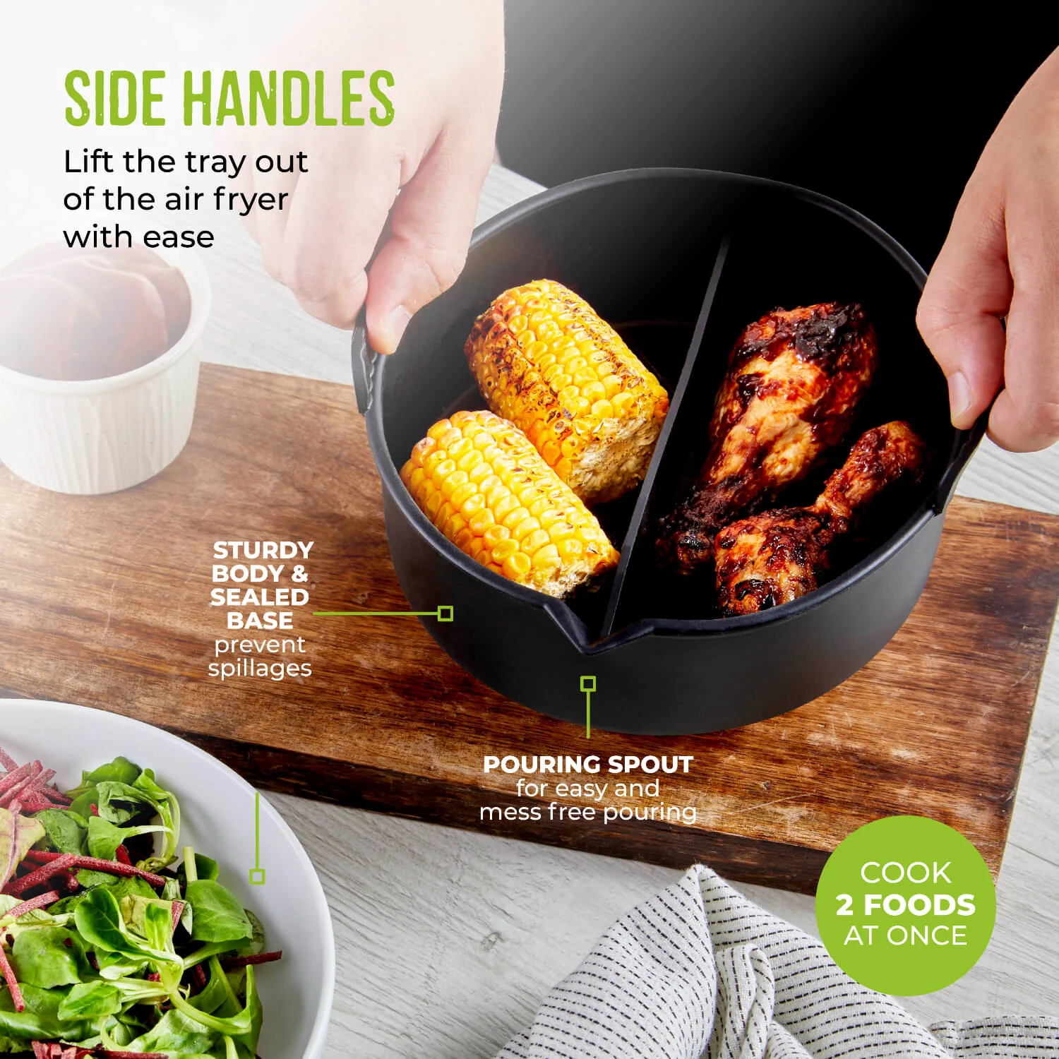 Tower Air Fryer Round Solid Tray with Divider - Image 2
