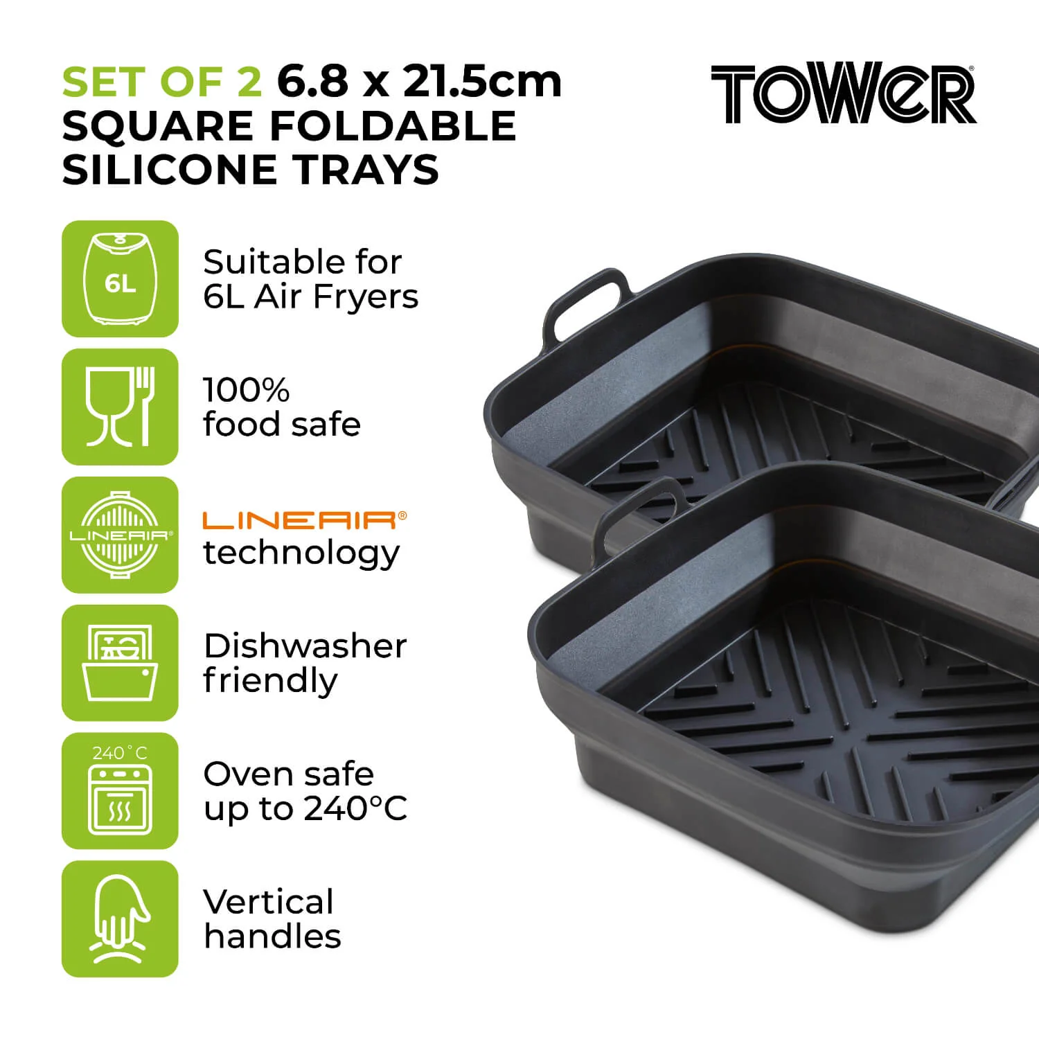 Tower Air Fryer Square Foldable Trays - Pack of 2 - Image 7