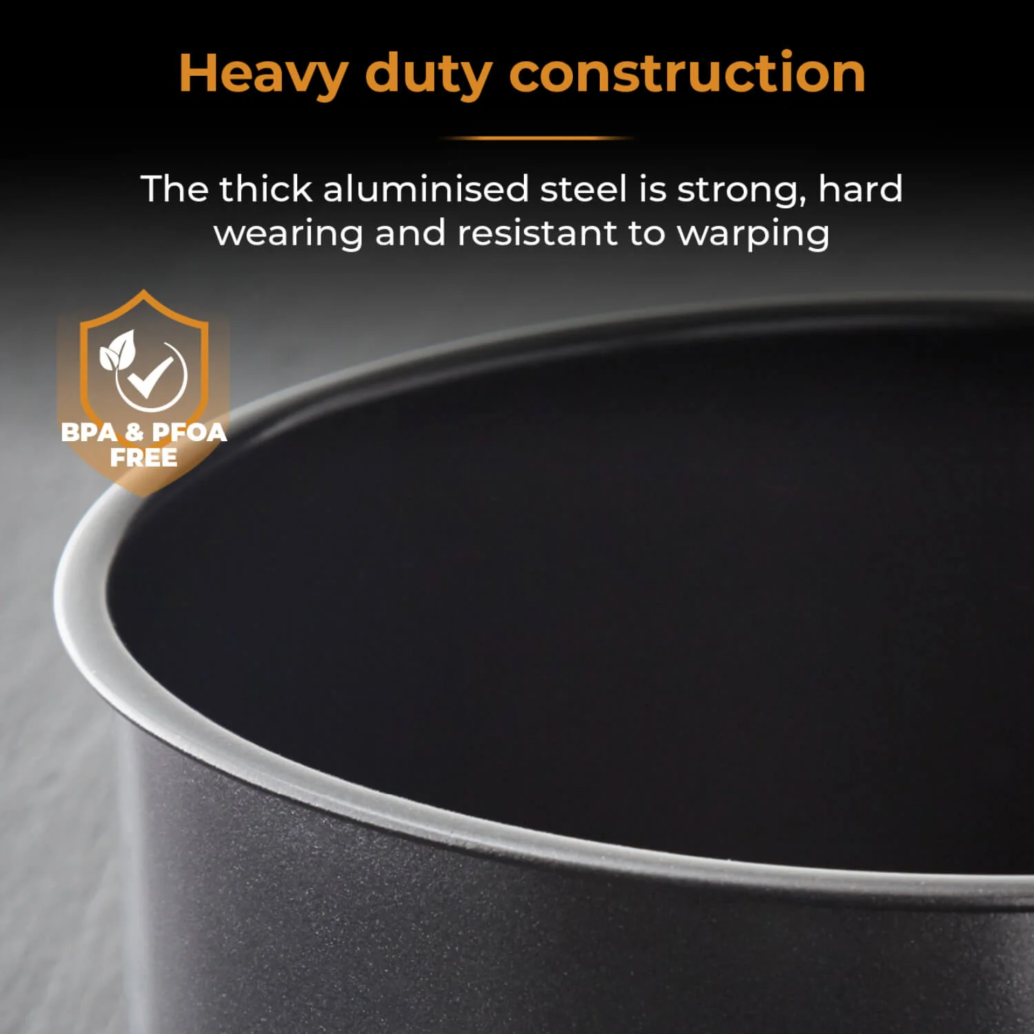 Tower Precision Plus Carbon Steel 20cm Round Non-Stick Loose Base Deep Cake Tin - Black - Image 3