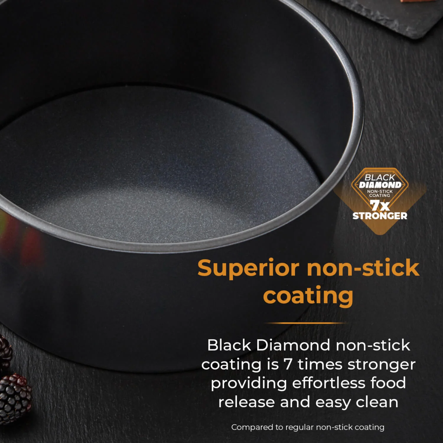 Tower Precision Plus Carbon Steel 20cm Round Non-Stick Loose Base Deep Cake Tin - Black - Image 4