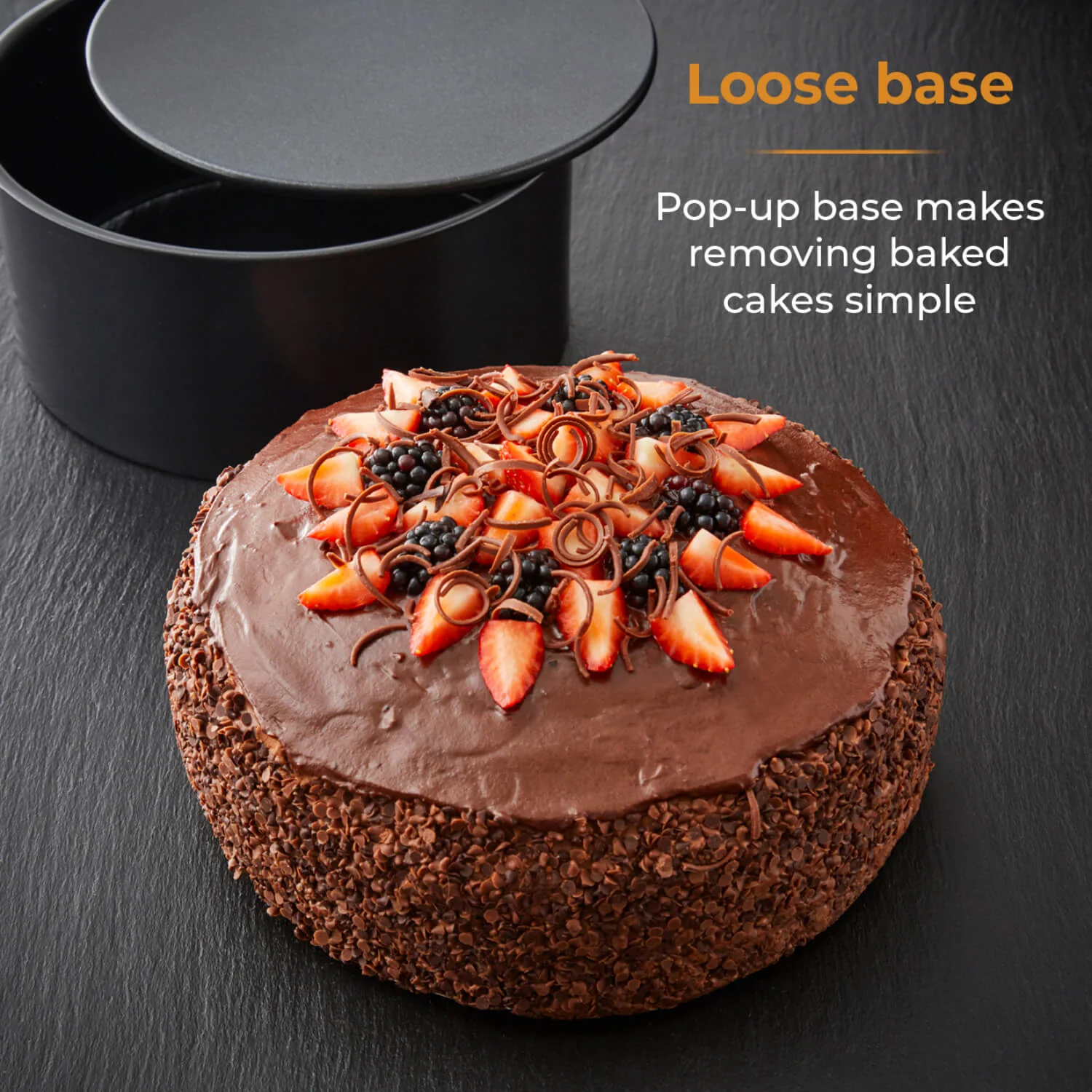Tower Precision Plus Carbon Steel 20cm Round Non-Stick Loose Base Deep Cake Tin - Black - Image 5