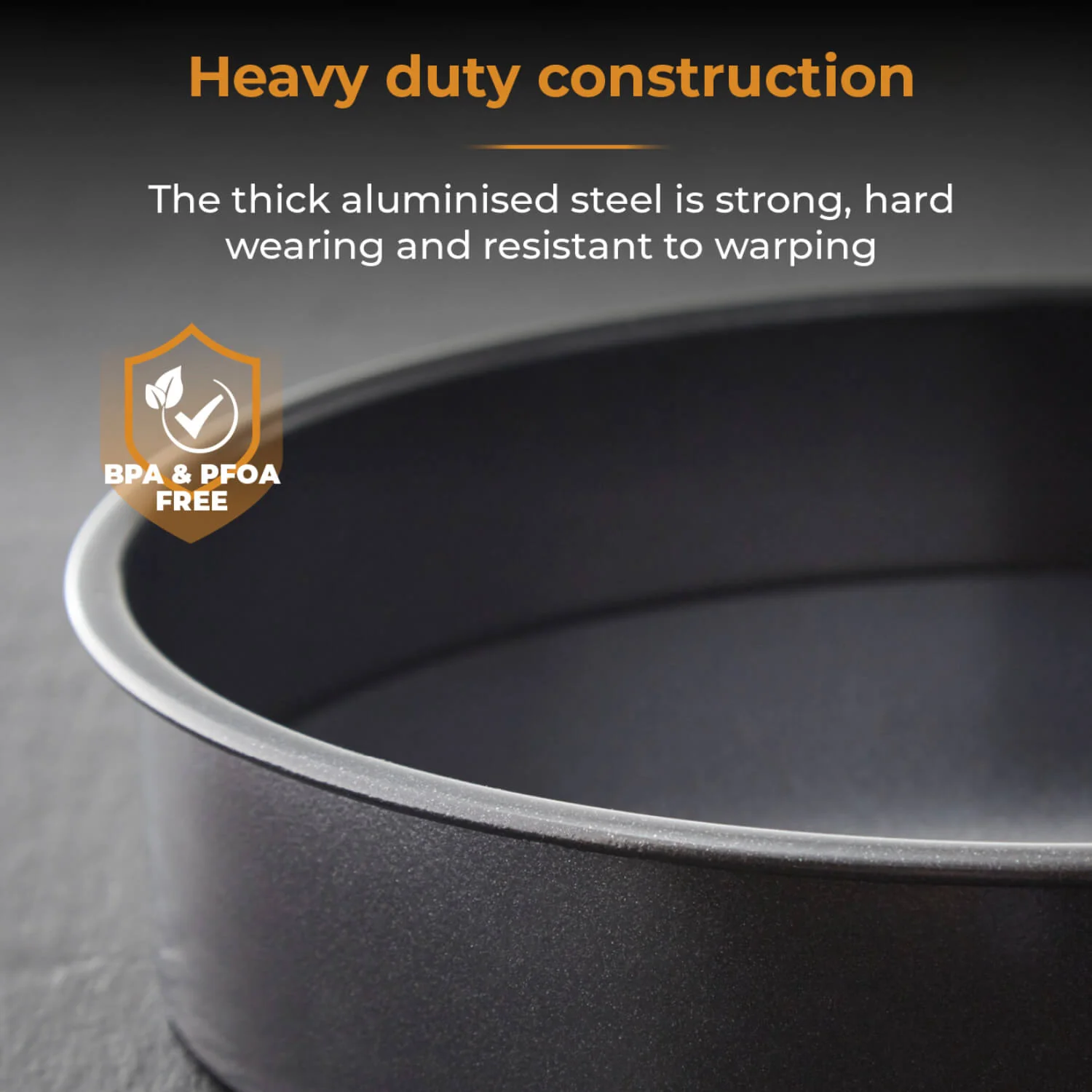Tower Precision Plus Carbon Steel 20cm Round Non-Stick Loose Base Sandwich Tin - Black - Image 3